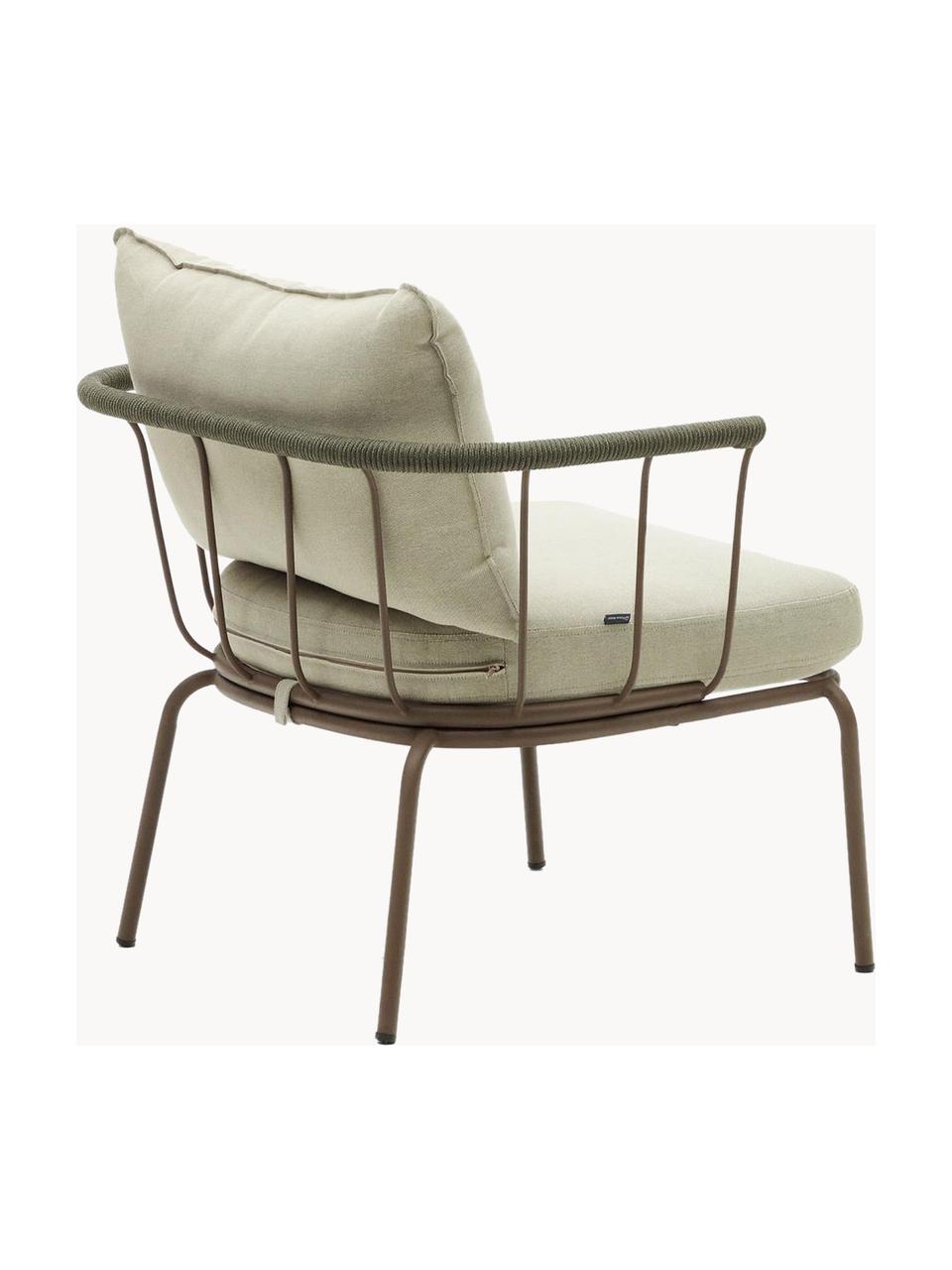 Tuin loungefauteuil Jay, Bekleding: 100 % polyester, Frame: gepoedercoat metaal, Geweven stof beige, bruin, B 77 x D 70 cm