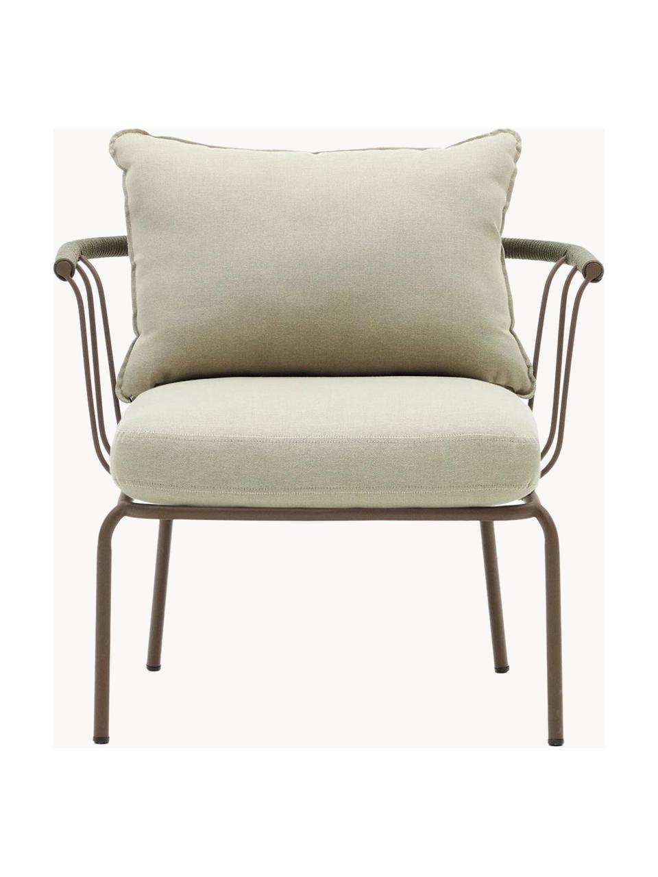 Tuin loungefauteuil Jay, Bekleding: 100 % polyester, Frame: gepoedercoat metaal, Geweven stof beige, bruin, B 77 x D 70 cm