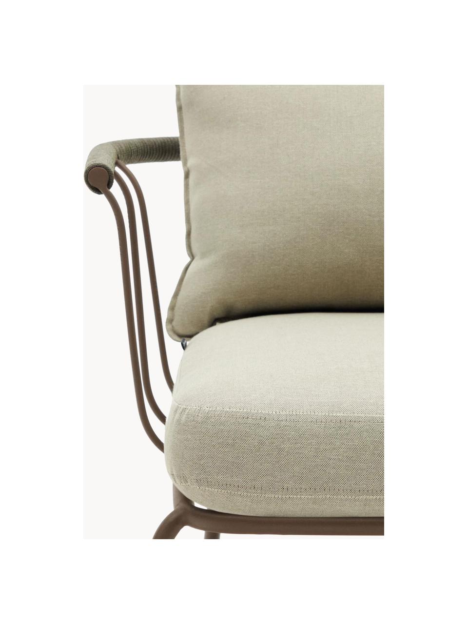 Tuin loungefauteuil Jay, Bekleding: 100 % polyester, Frame: gepoedercoat metaal, Geweven stof beige, bruin, B 77 x D 70 cm