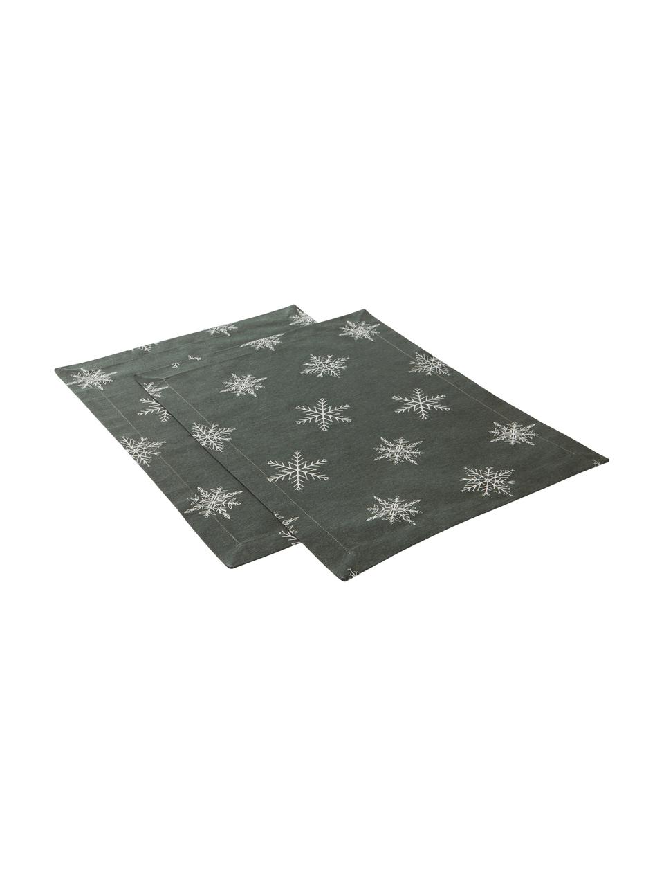Set de table Snow, 2 pièces, 100% coton, issu d'une culture durable de coton, Vert, blanc, larg. 35 x long. 45 cm