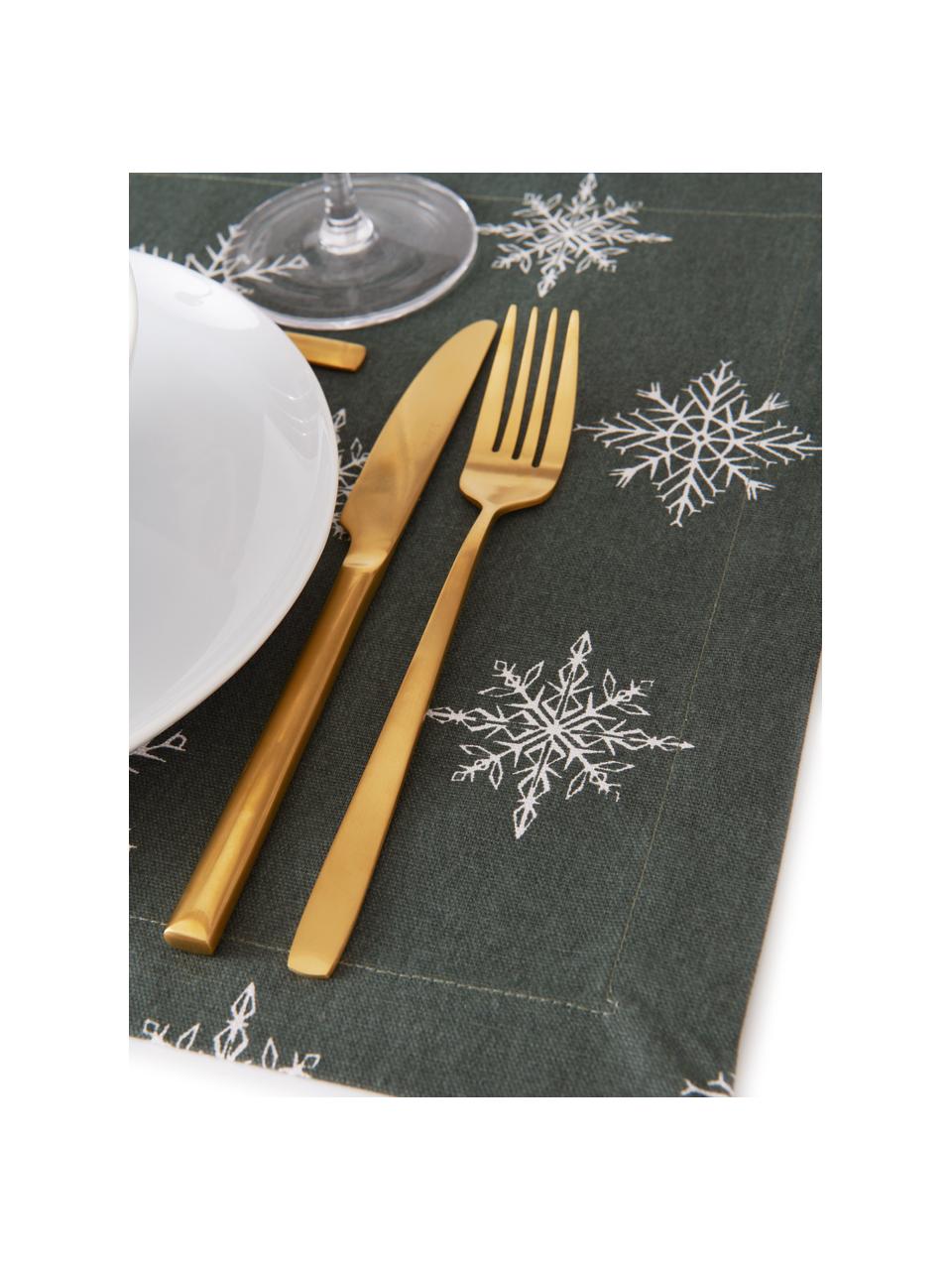 Set de table Snow, 2 pièces, 100% coton, issu d'une culture durable de coton, Vert, blanc, larg. 35 x long. 45 cm