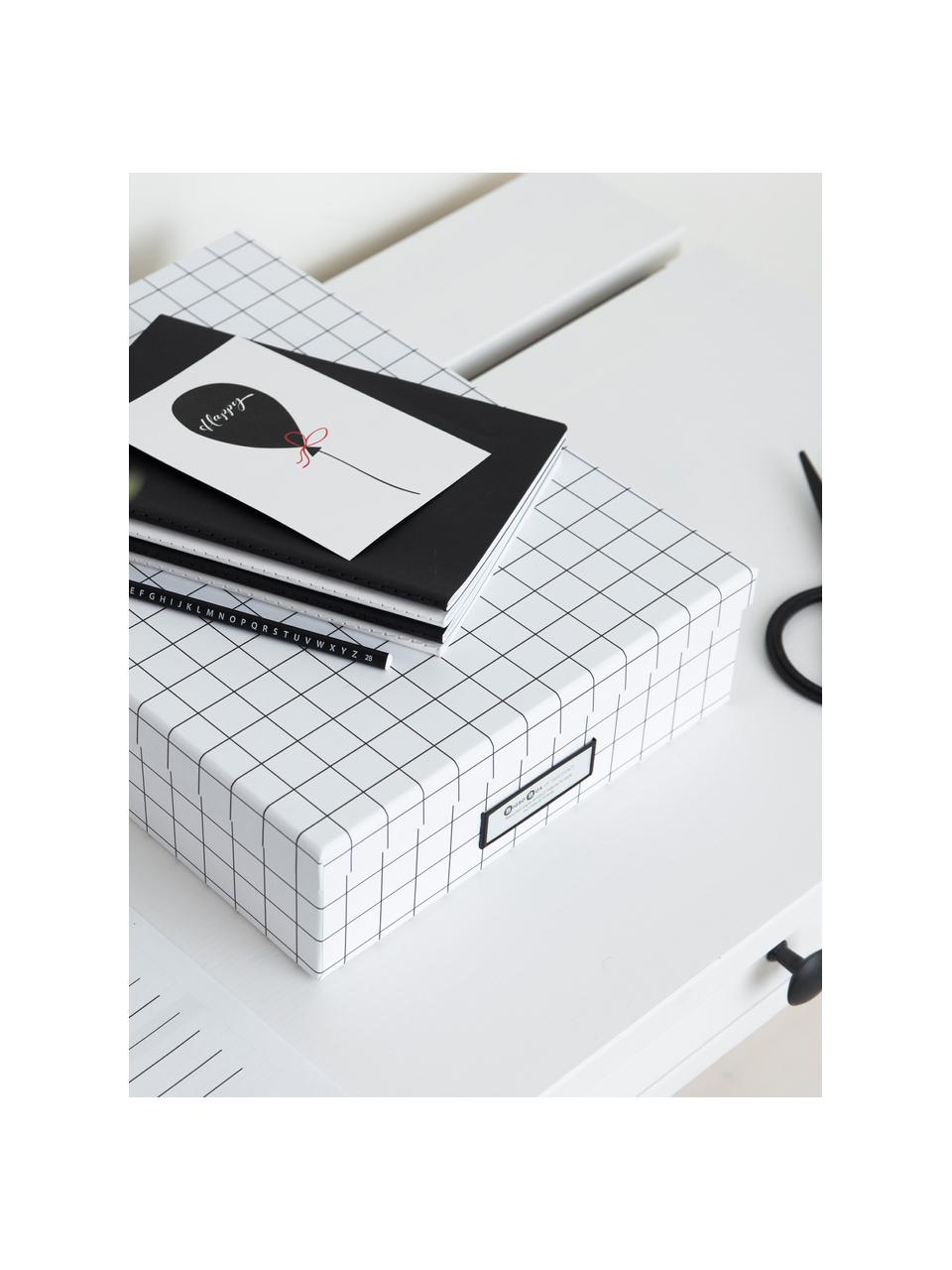 Aufbewahrungsbox Oskar, Box: fester, laminierter Karto, Weiss, Schwarz, B 26 x H 9 cm