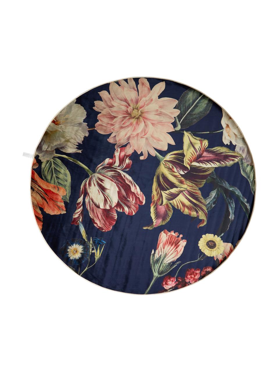 Okrúhly koberec s kvetinovým vzorom Filou, Tmavomodrá, viacfarebná