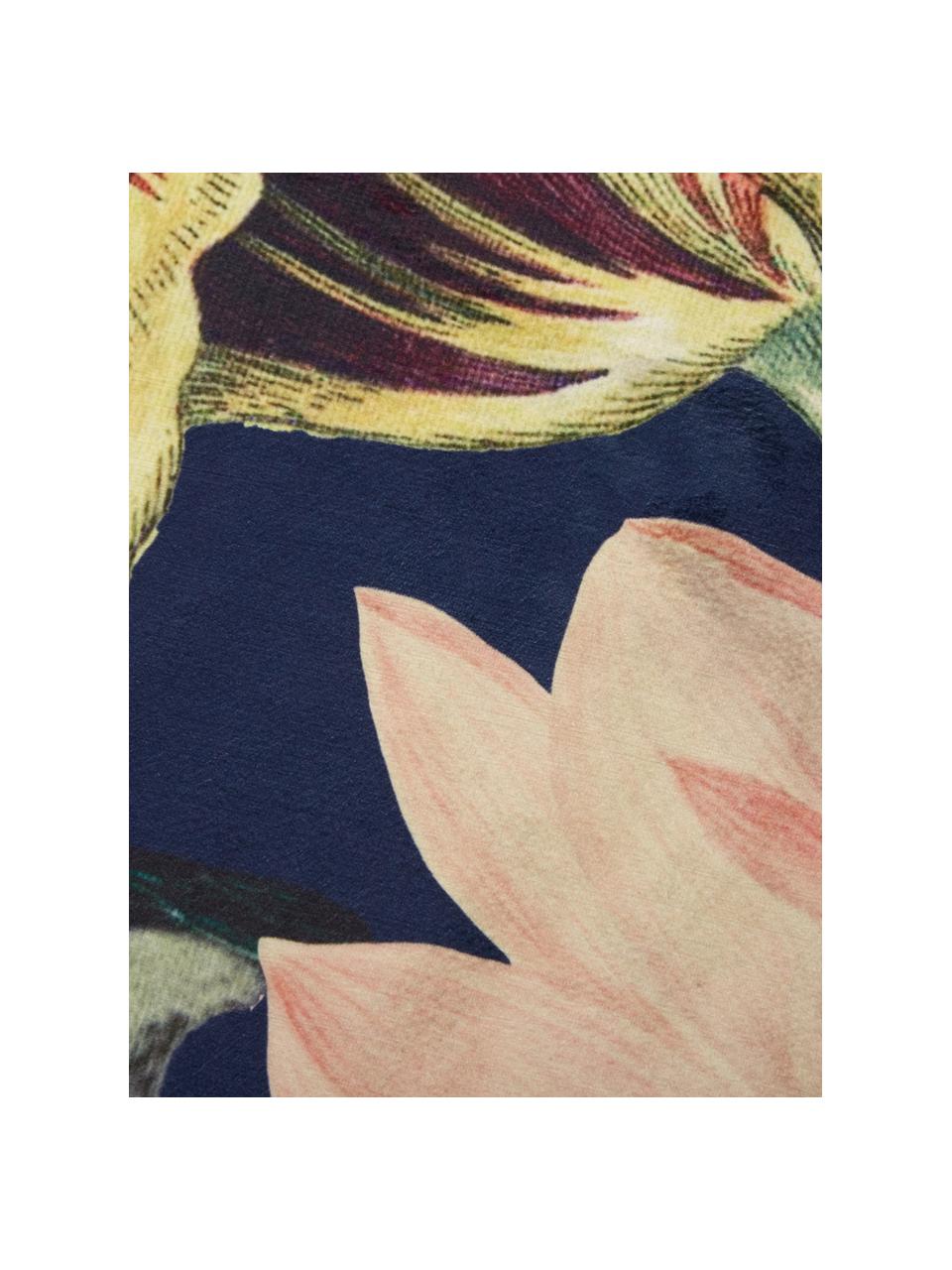 Rond vloerkleed Filou met bloemmotief, 60% polyester, 30% thermoplastisch polyurethaan, 10% katoen, Donkerblauw, multicolour, Ø 180 cm (maat L)