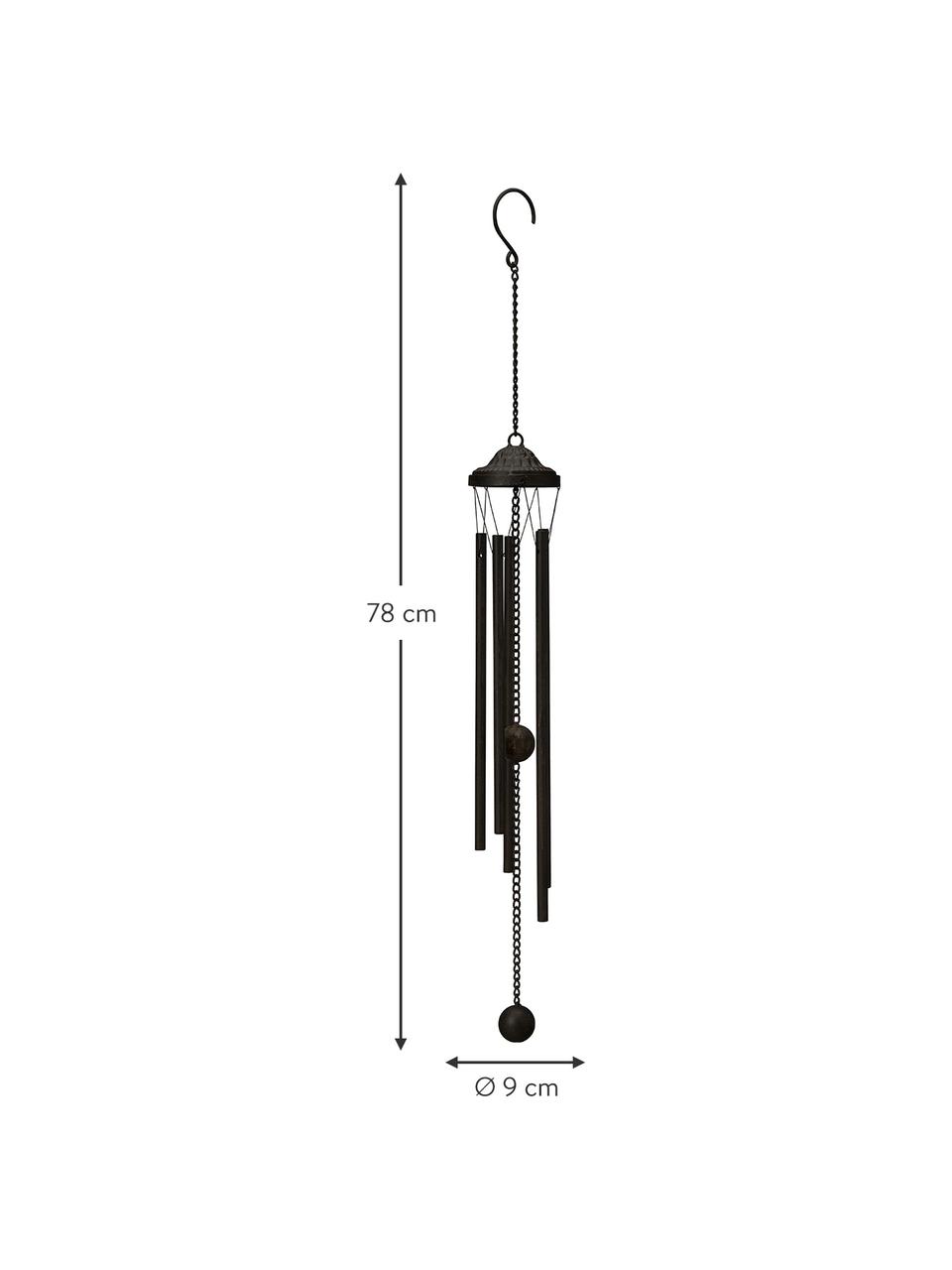 Windspiel Roya, Metall, beschichtet, Schwarz, Ø 9 x H 78 cm