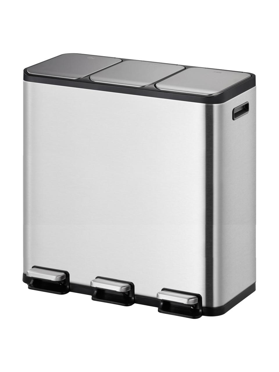 Kosz na śmieci z funkcją pedału EcoCasa, 3 x 15 l, Odcienie srebrnego, S 61 x W 51 cm, 3 x 15 l