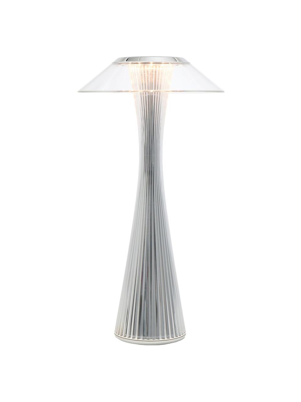 Lámpara de mesa pequeña LED Space, portátil, Plástico, Plateado, Ø 15 x Al 30 cm