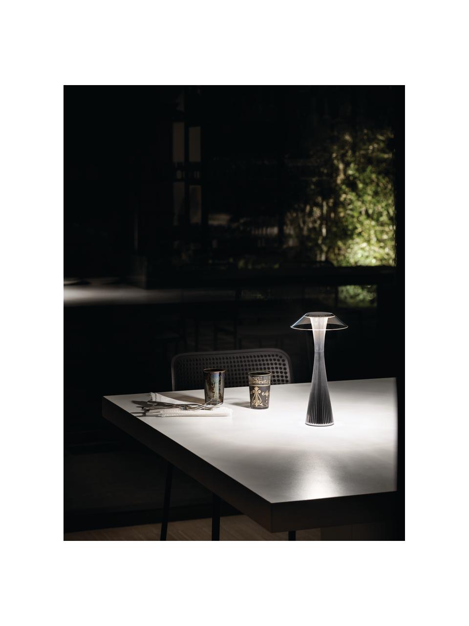 Lámpara de mesa pequeña LED Space, portátil, Plástico, Plateado, Ø 15 x Al 30 cm