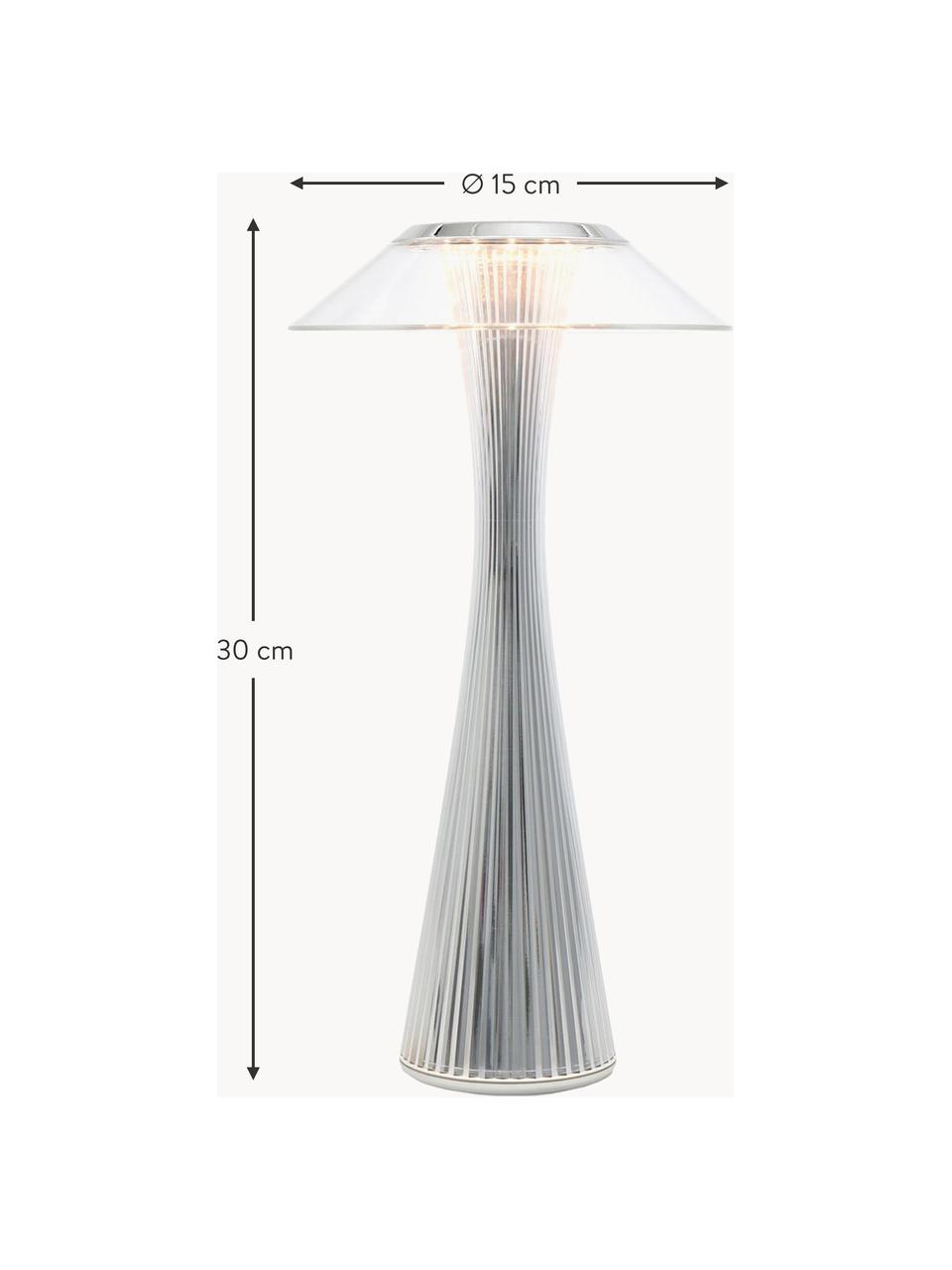 Mobilna lampa stołowa LED Space, Tworzywo sztuczne, Odcienie srebrnego, Ø 15 x W 30 cm