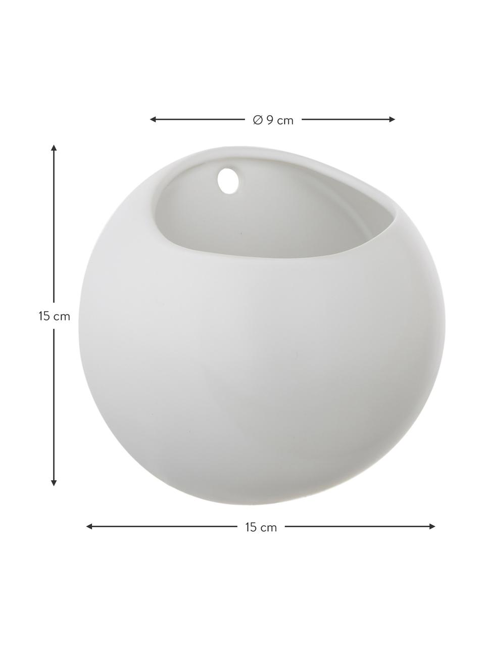 Ścienna osłonka na doniczkę z ceramiki Globe, Ceramika, Biały, Ø 15 x W 15 cm