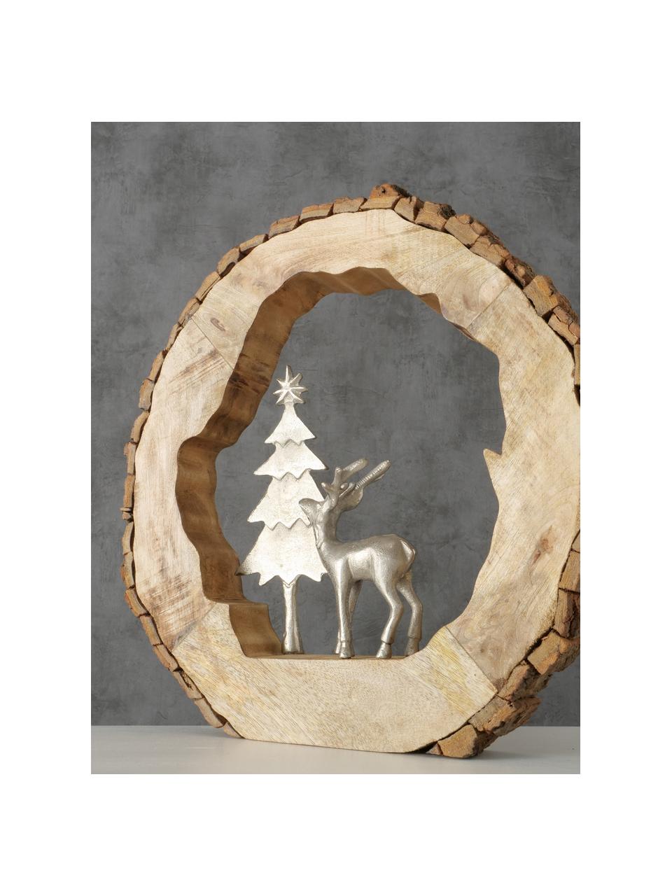 Objet décoratif ambiance Noël Ullach, Argenté, bois clair, larg. 40 x haut. 40