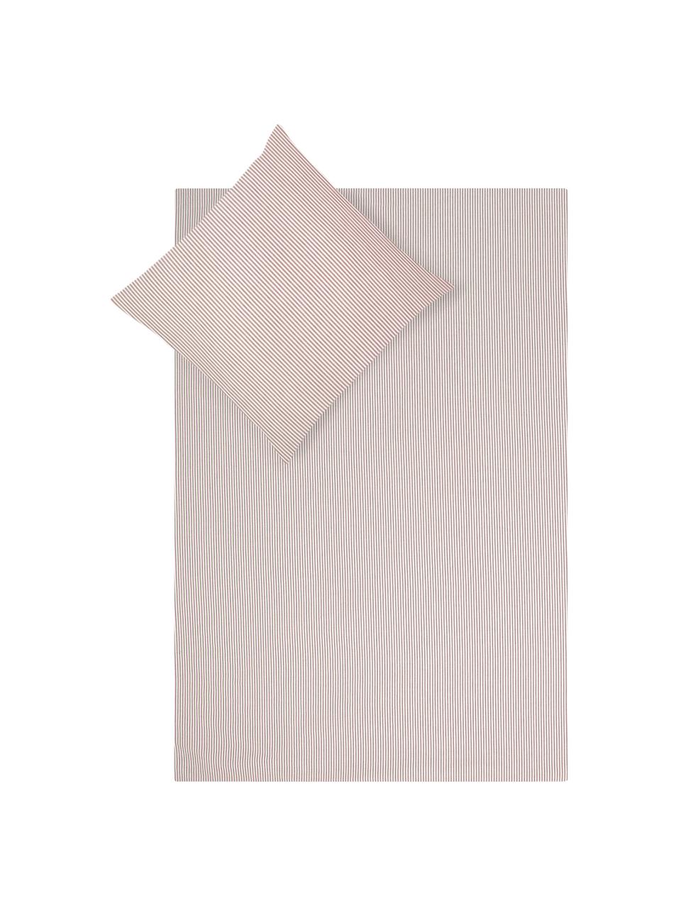 Pruhované povlečení z bavlny renforcé Ellie, Bílá, červená, 200 x 200 cm + 2 polštáře 80 x 80 cm