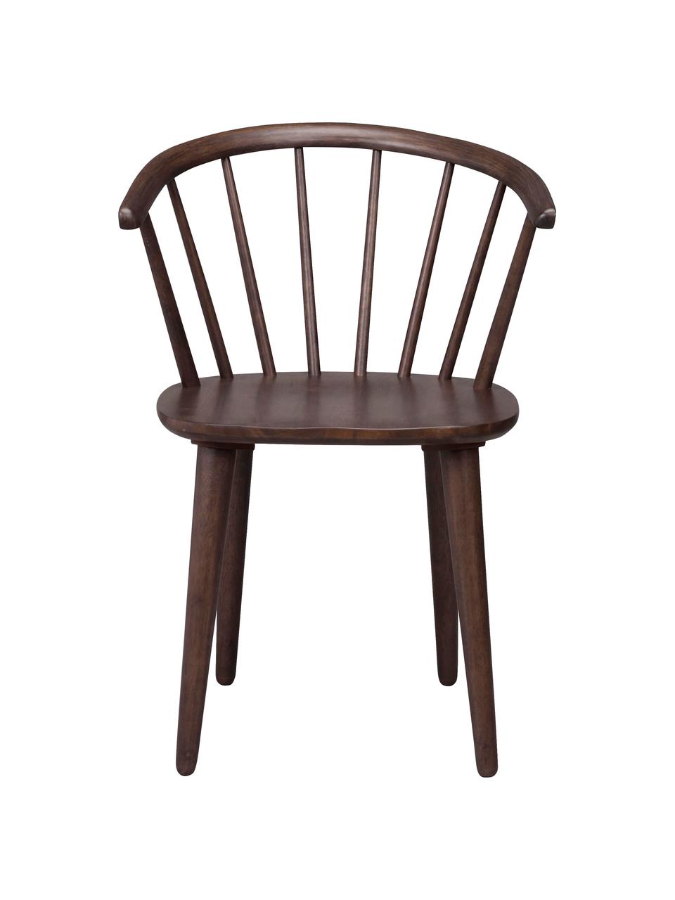 Chaise en bois à accoudoirs Carmen, design Windsor, 2 pièces, Brun foncé