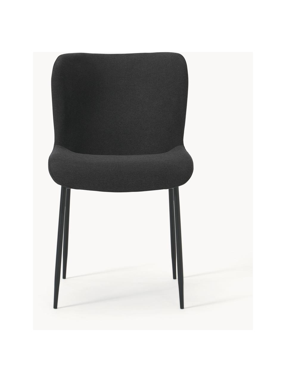 Gestoffeerde stoel Tess, Bekleding: 100% polyester, Poten: gepoedercoat metaal, Geweven stof zwart, B 49 x D 64 cm