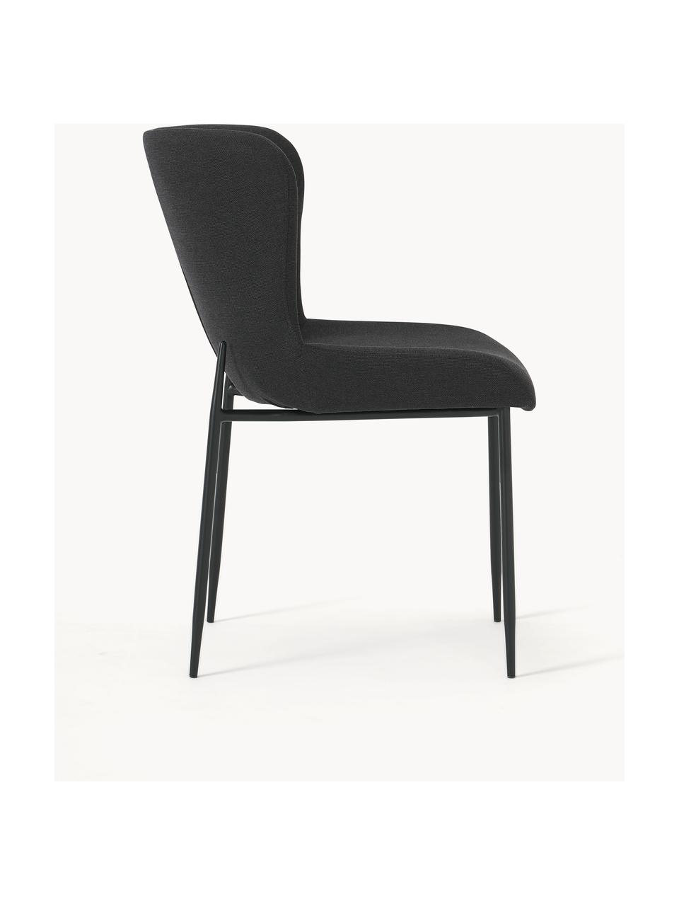Gestoffeerde stoel Tess, Bekleding: 100% polyester Met 35.000, Poten: gepoedercoat metaal Dit p, Geweven stof zwart, B 49 x D 64 cm
