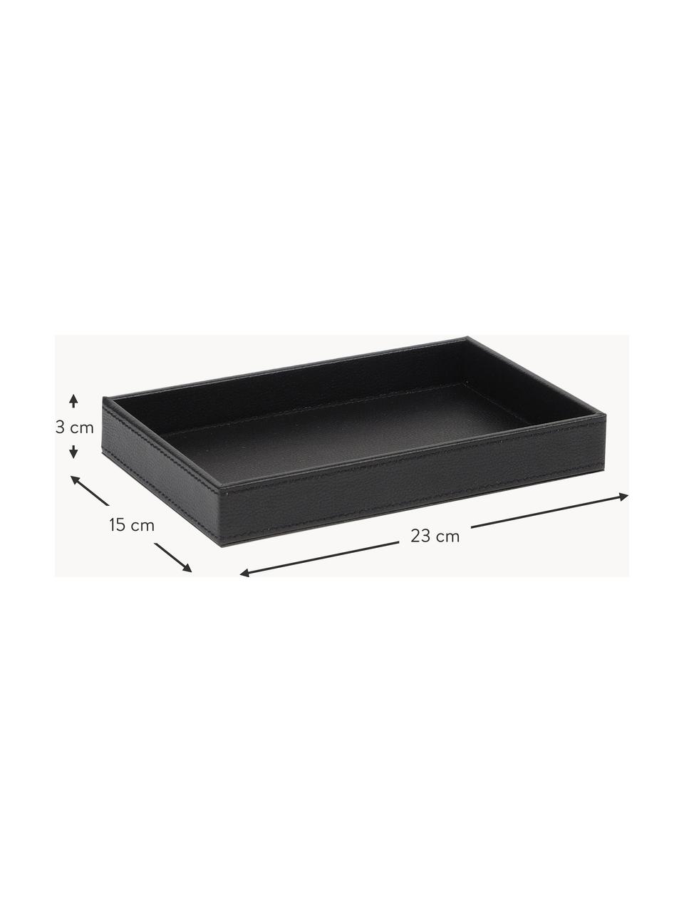 Bandeja decorativa de cuero sintético Bartolo, 23 cm, Estructura: tablero de fibras de dens, Tapizado: poliuretano, Negro, An 23 x F 15 cm