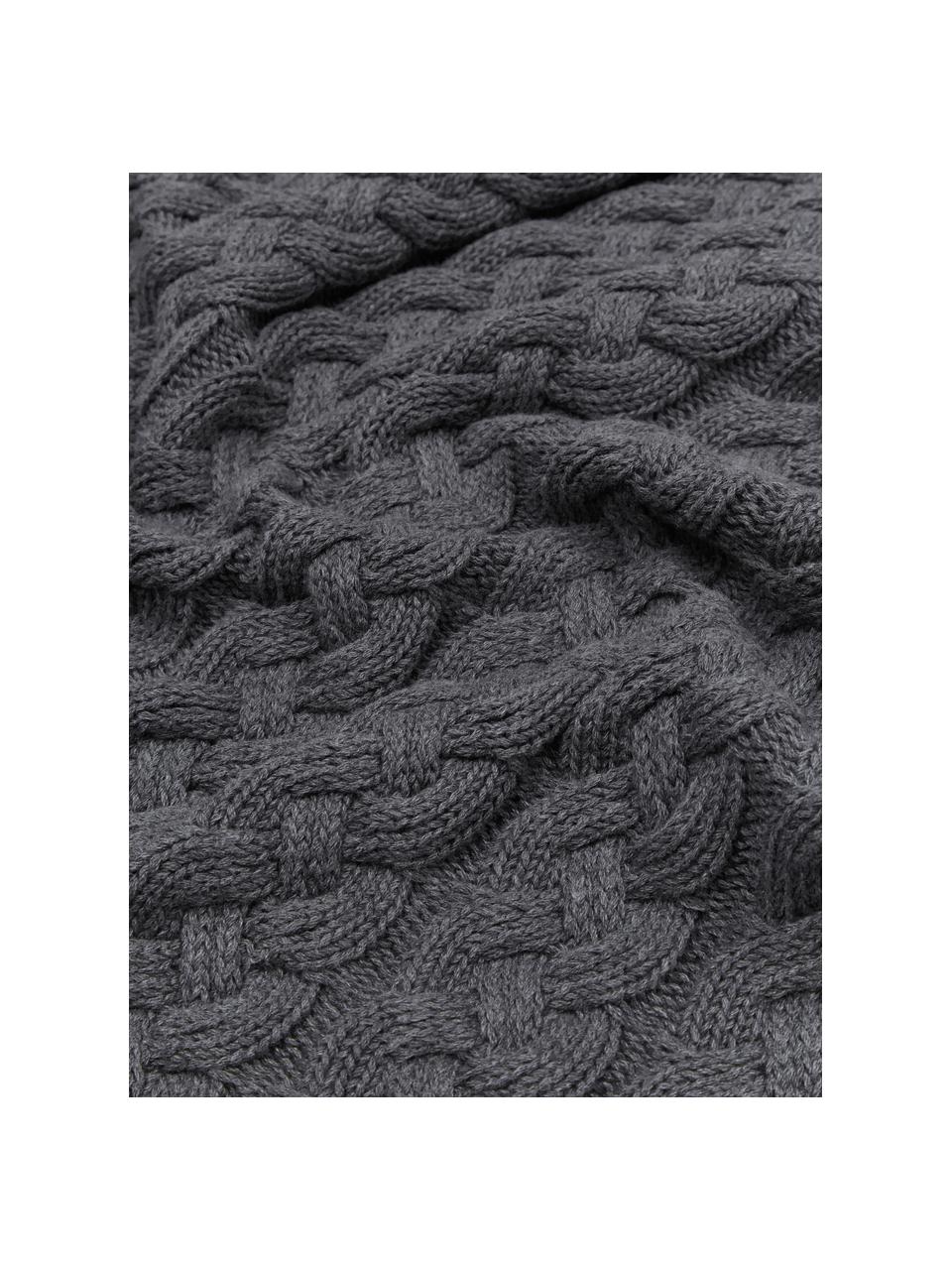 Pletená deka Caleb, 100 % česaná bavlna, Tmavosivá, Š 130 x D 170 cm