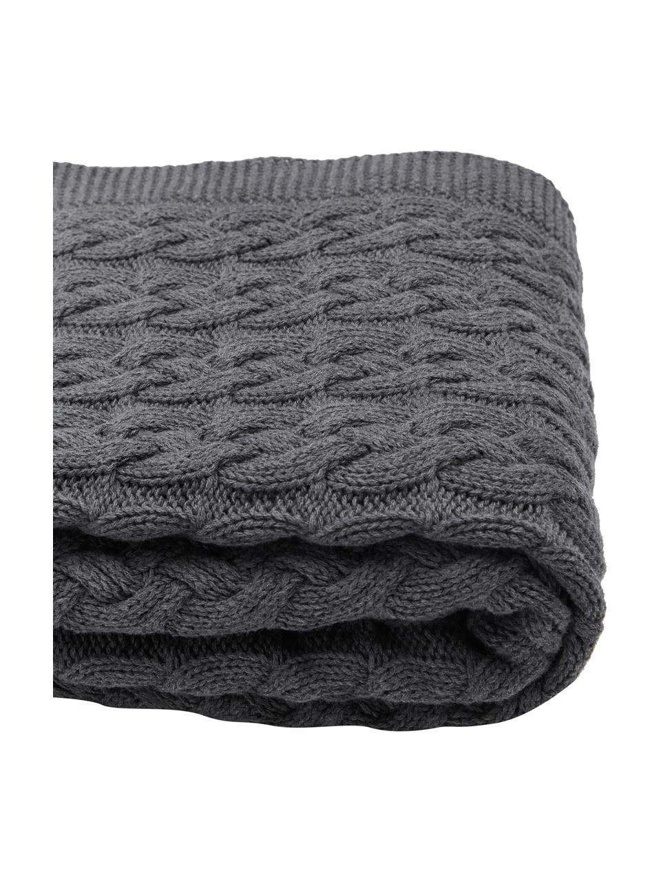 Coperta lavorata a maglia color grigio scuro Caleb, 100% cotone pettinato

Il cotone è delicato sulla pelle, ha un basso potenziale di allergia ed è molto resistente, Grigio scuro, Larg. 130 x Lung. 170 cm