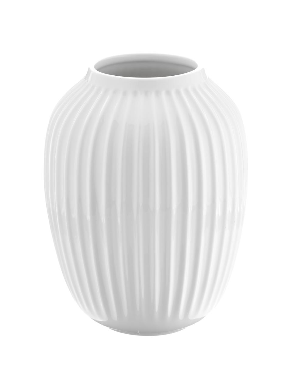 Vaso fatto a mano in porcellana bianca Hammershoi, Porcellana, Bianco, Ø 20 x Alt. 25 cm