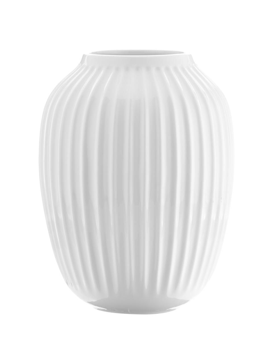 Vaso fatto a mano in porcellana bianca Hammershoi, Porcellana, Bianco, Ø 20 x Alt. 25 cm