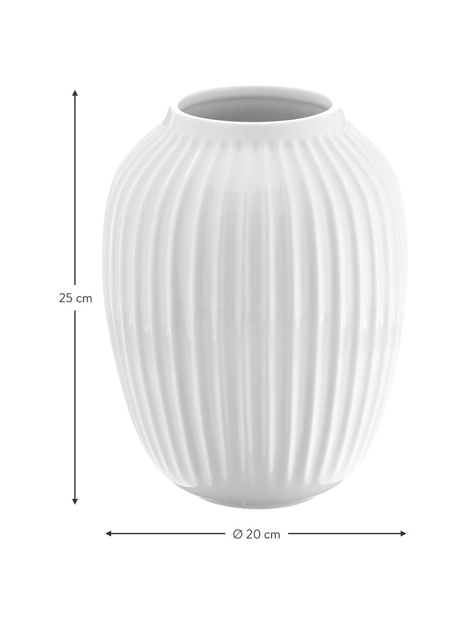 Handgefertigte Porzellan-Vase Hammershoi in Weiß, Porzellan, Weiß, Ø 20 x H 25 cm