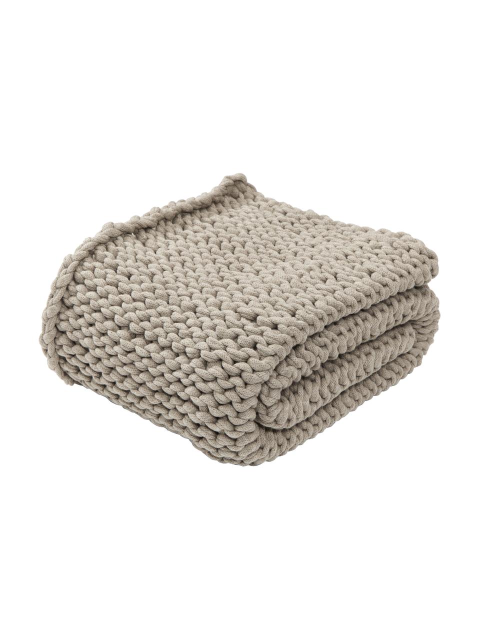 Ručně pletený robustní pléd Adyna, 100 % akryl, Taupe, Š 130 cm, D 170 cm