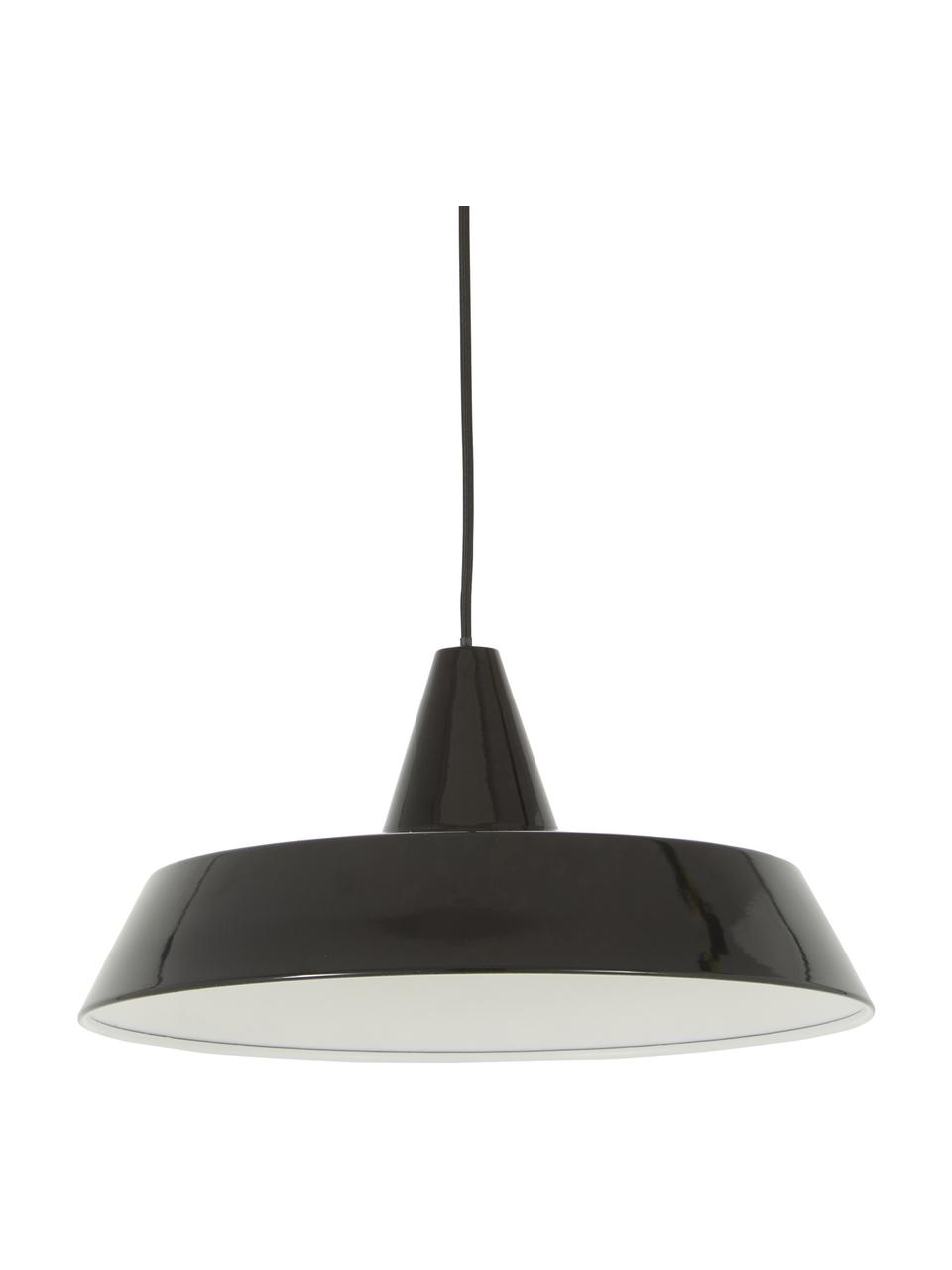 Scandi hanglamp Jubilee, Lampenkap: gelakt staal, Baldakijn: kunststof, Zwart, Ø 40  x H 20 cm