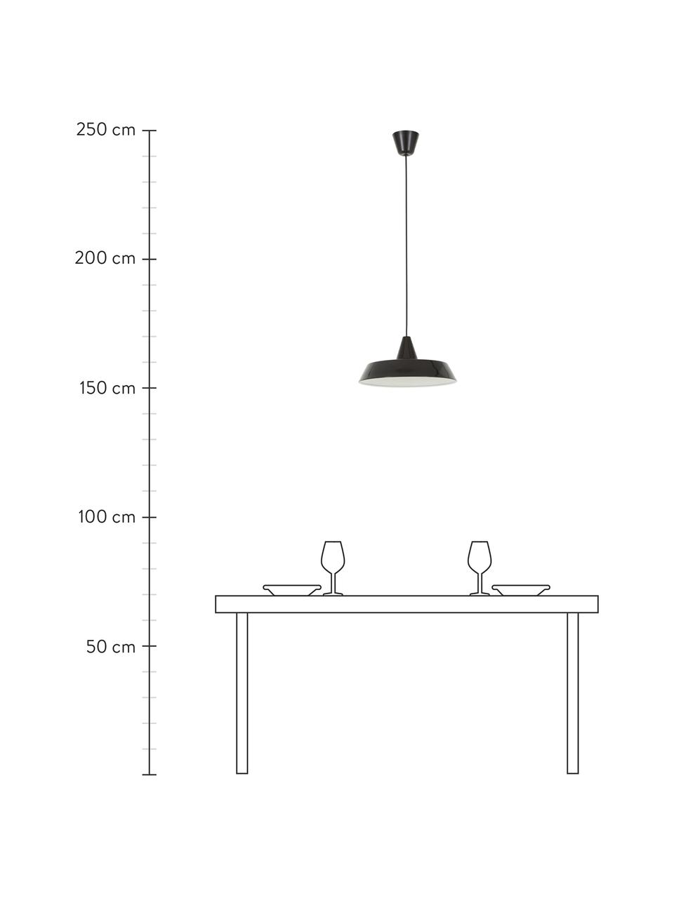 Scandi hanglamp Jubilee, Lampenkap: gelakt staal, Baldakijn: kunststof, Zwart, Ø 40  x H 20 cm