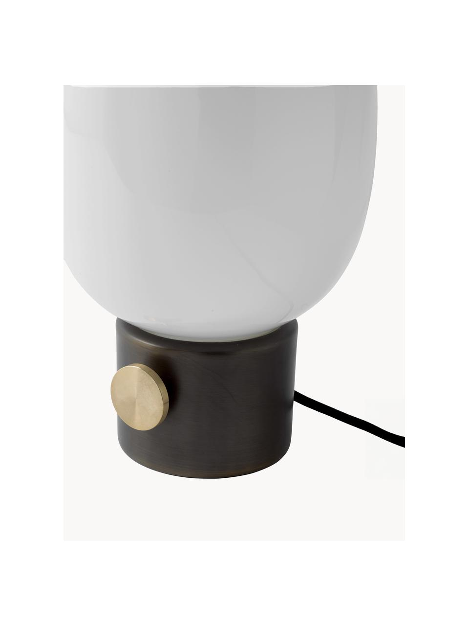Lámpara de mesa regulable JWDA, con puerto USB, Pantalla: vidrio, Cable: forro textil, Marrón, Ø 17 x Al 29 cm