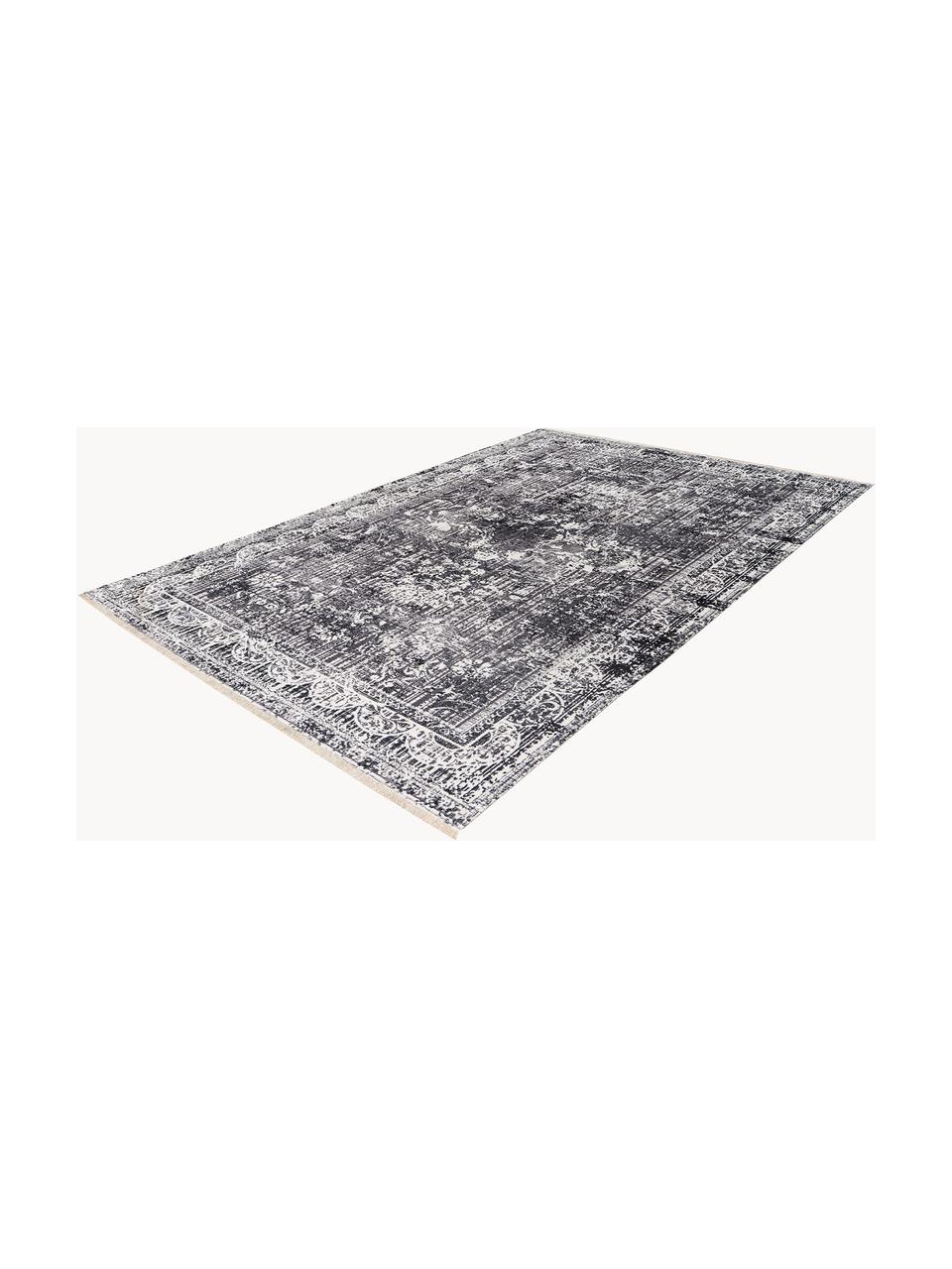 Tapis d'intérieur/d'extérieur avec franges Valencia, 100 % polyester, Tons gris, larg. 80 x long. 150 cm (taille XS)