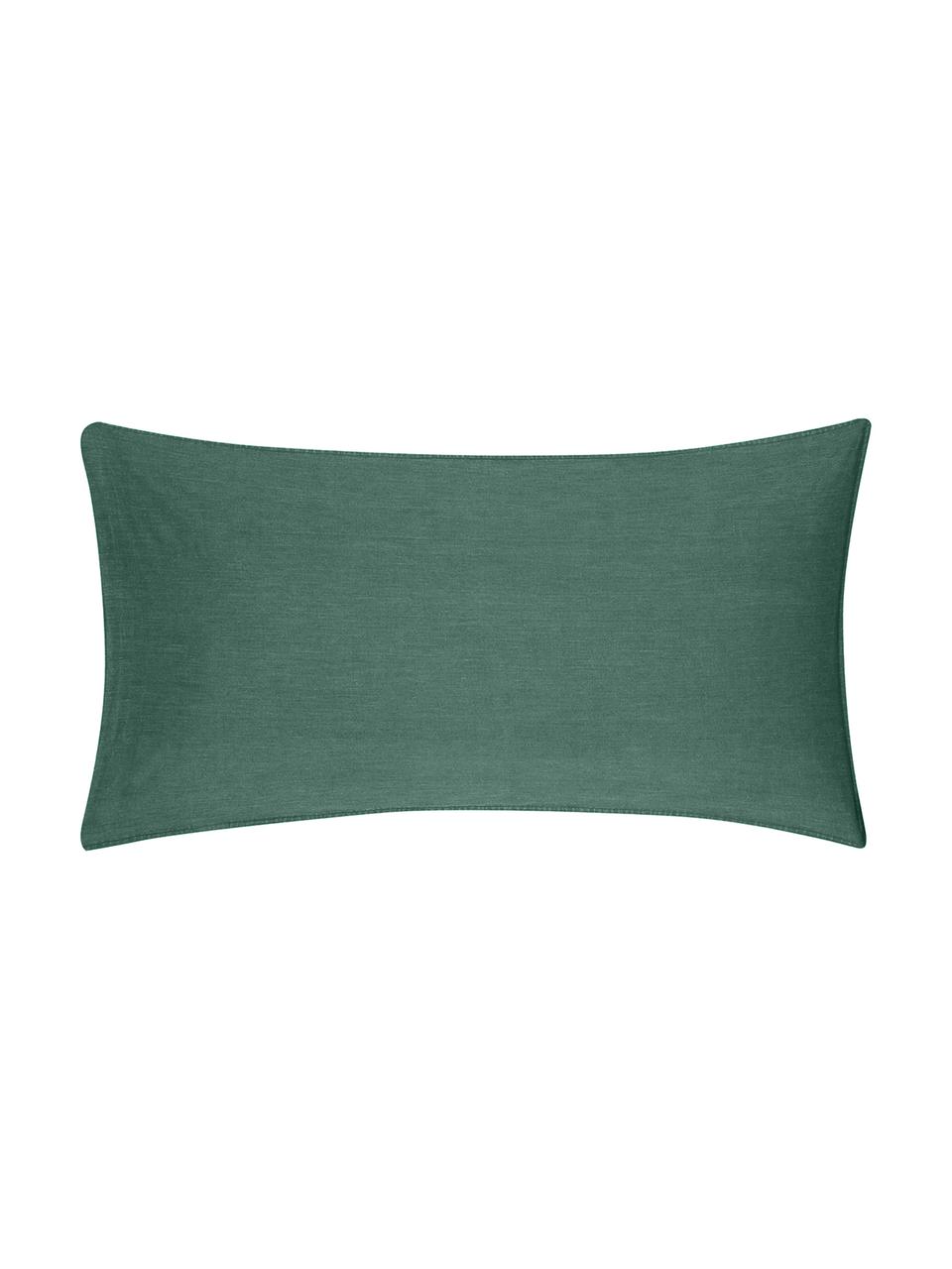 Poszewka na poduszkę z bawełny z efektem sprania Arlene, 2 szt., Ciemny zielony, S 40 x D 80 cm