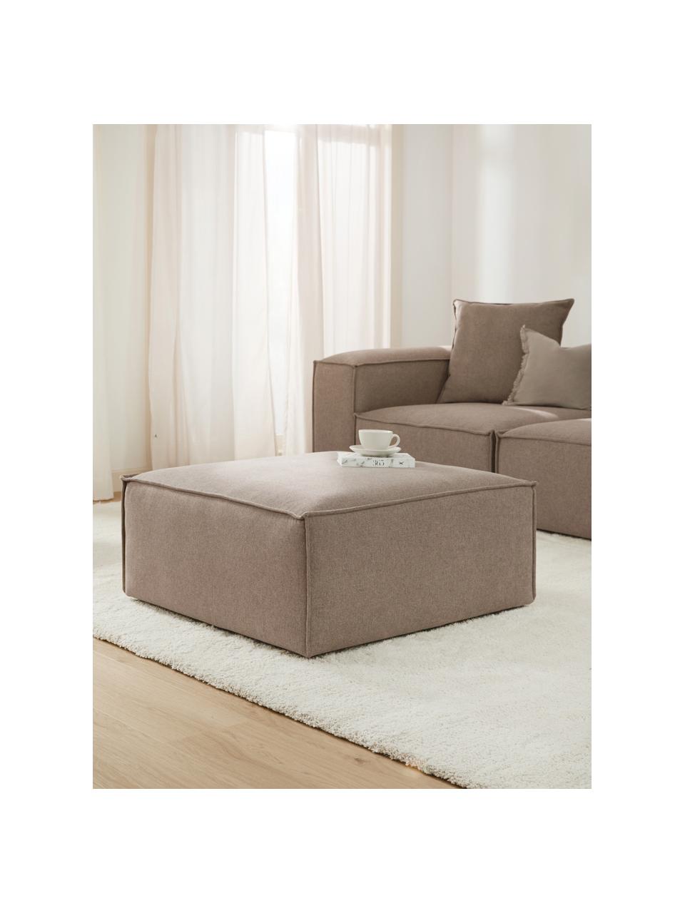 Sofa-Hocker Lennon, Bezug: 100 % Polyester Der strap, Gestell: Massives Kiefernholz, Spe, Webstoff Taupe, B 88 x T 88 cm