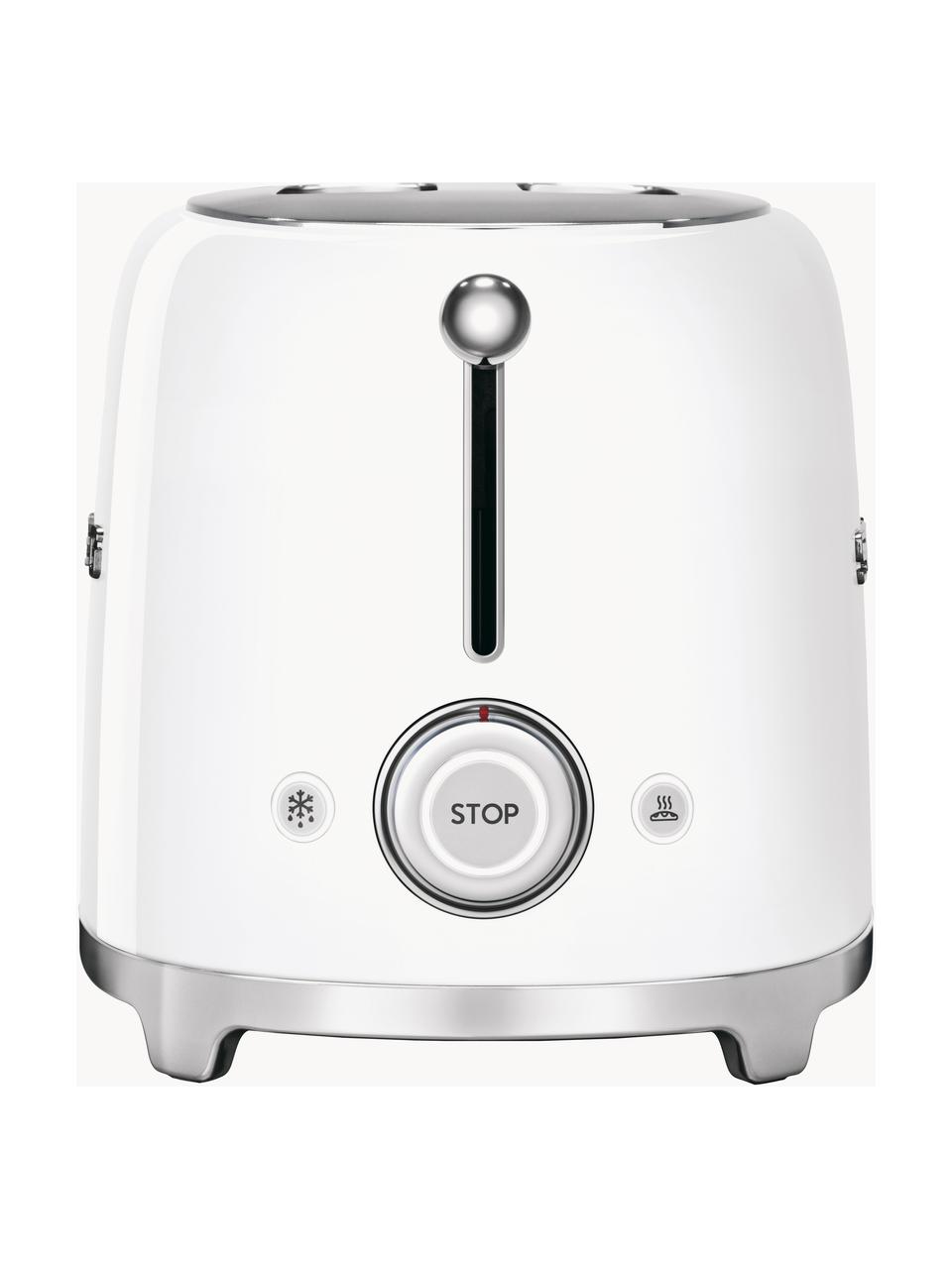 Kompakt Toaster 50's Style, Edelstahl, lackiert, Weiß, glänzend, B 31 x T 20 cm