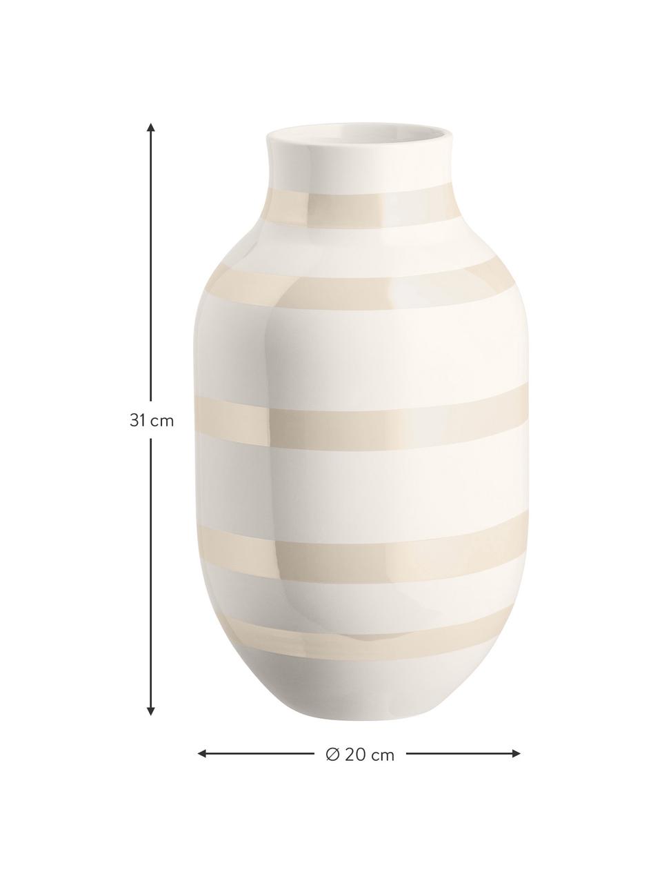 Vaso grande in ceramica fatto a mano Omaggio, Ceramica, Color crema, Ø 20 x Alt. 31 cm