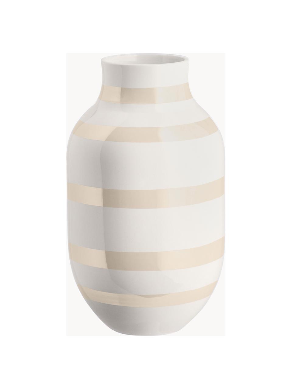Große handgefertigte Keramik-Vase Omaggio, Keramik, Cremefarben, Ø 20 x H 31 cm