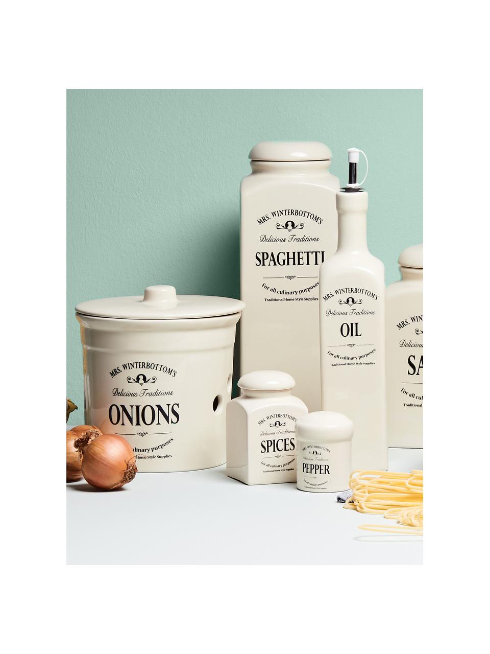Contenitore Mrs Winterbottoms Onions, Gres, Bianco crema, nero, Ø 17 x Alt. 18 cm