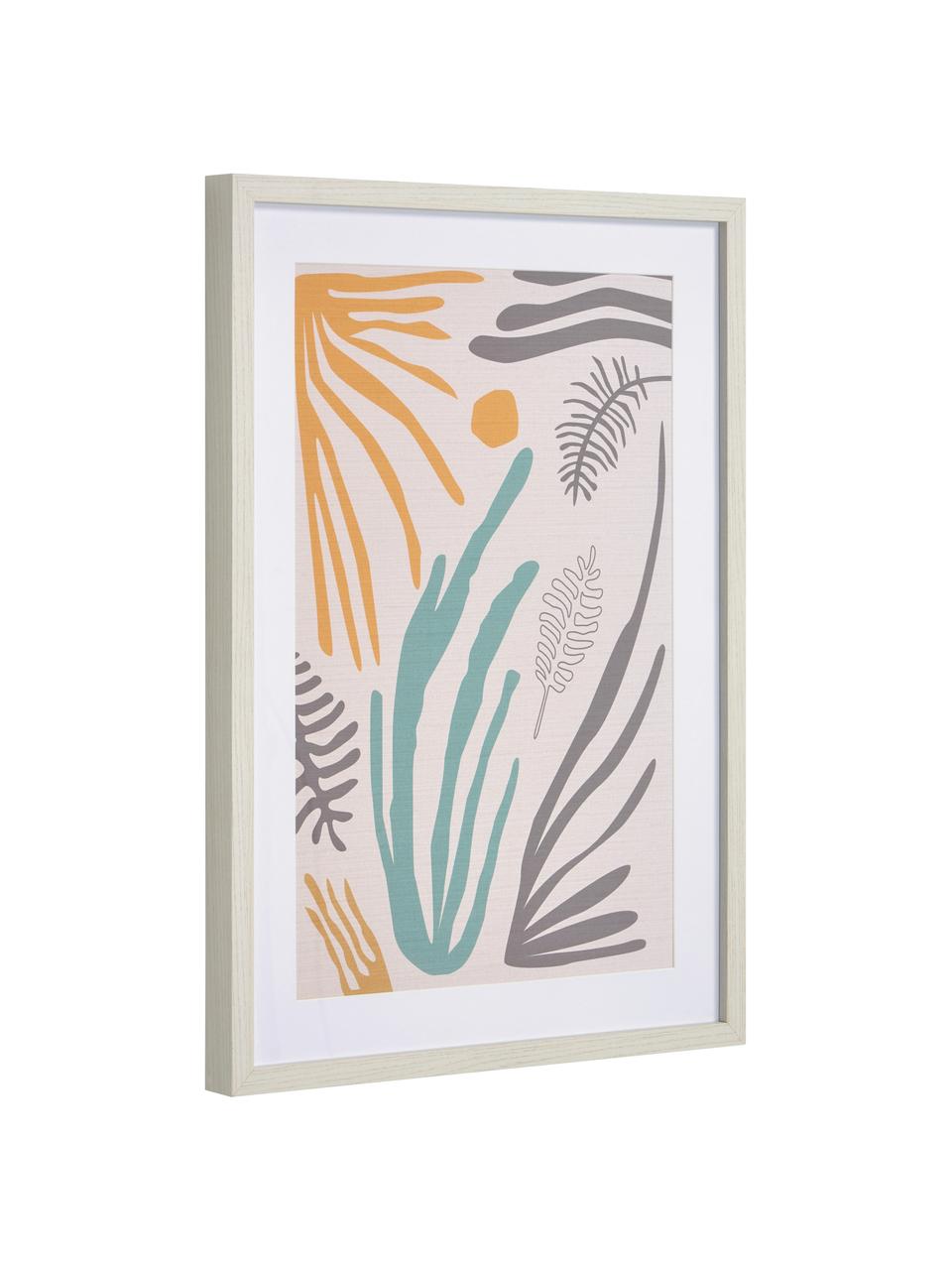 Ingelijste digitale print Kamara, Lijst: gecoat MDF, Beige, oranje, blauw, lila, 50 x 70 cm