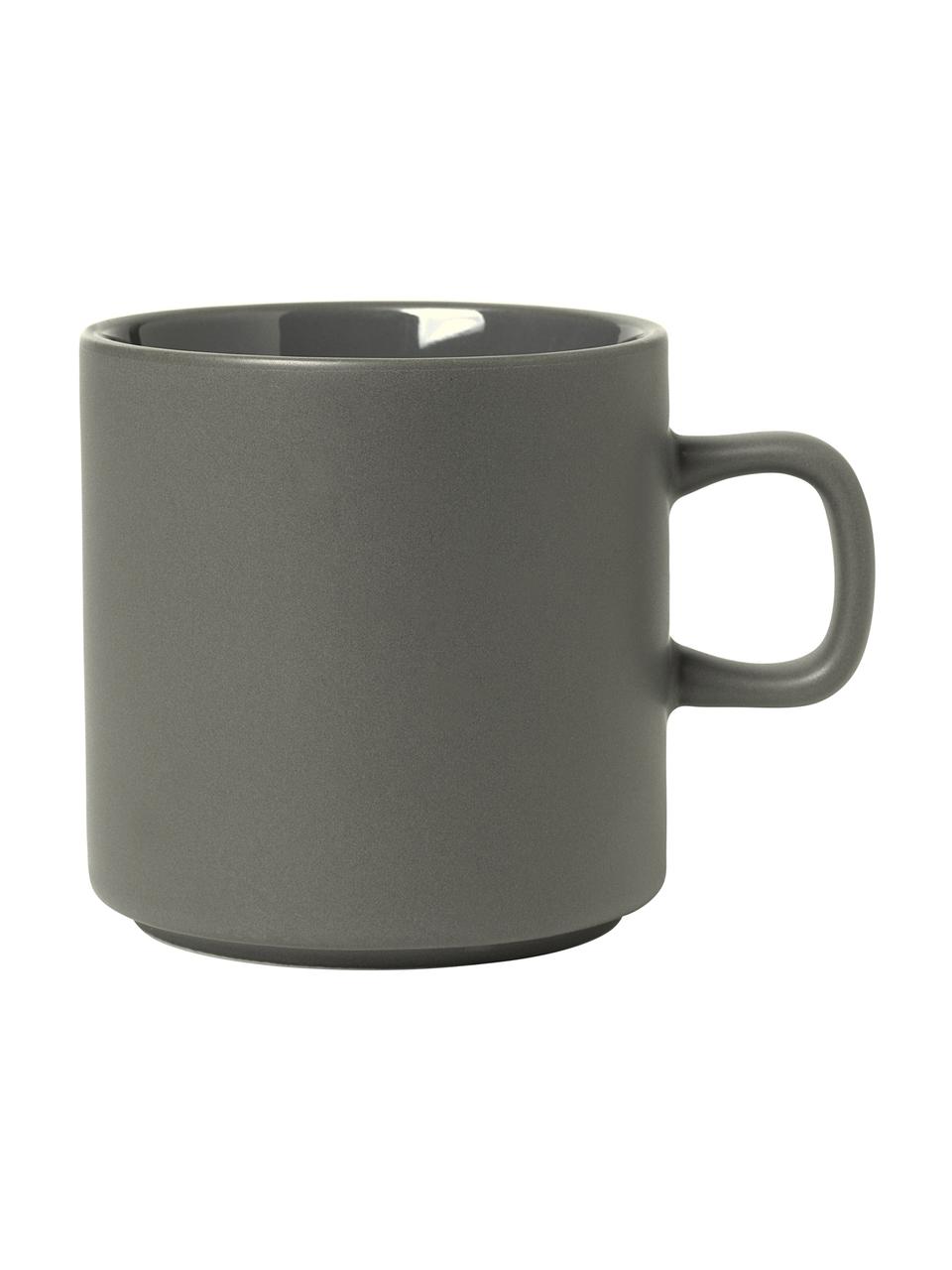 Tazza caffè color grigio scuro opaco/lucido Pliar 6 pz, Ceramica, Grigio scuro, Ø 9 x Alt. 9 cm, 250 ml