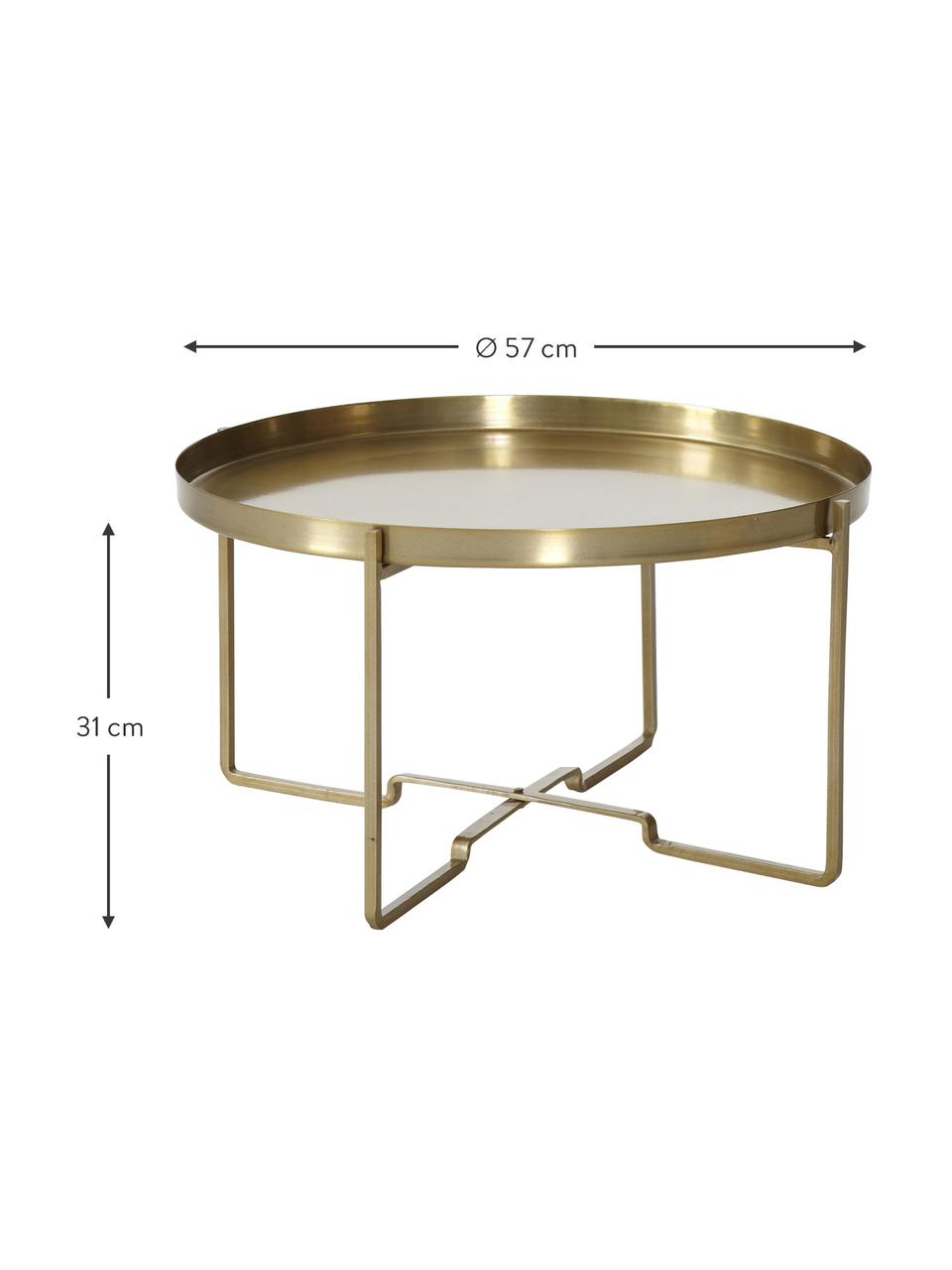 Okrúhly kovový konferenčný stolík George, Potiahnutý kov, Odtiene zlatej, Ø 57 x V 31 cm