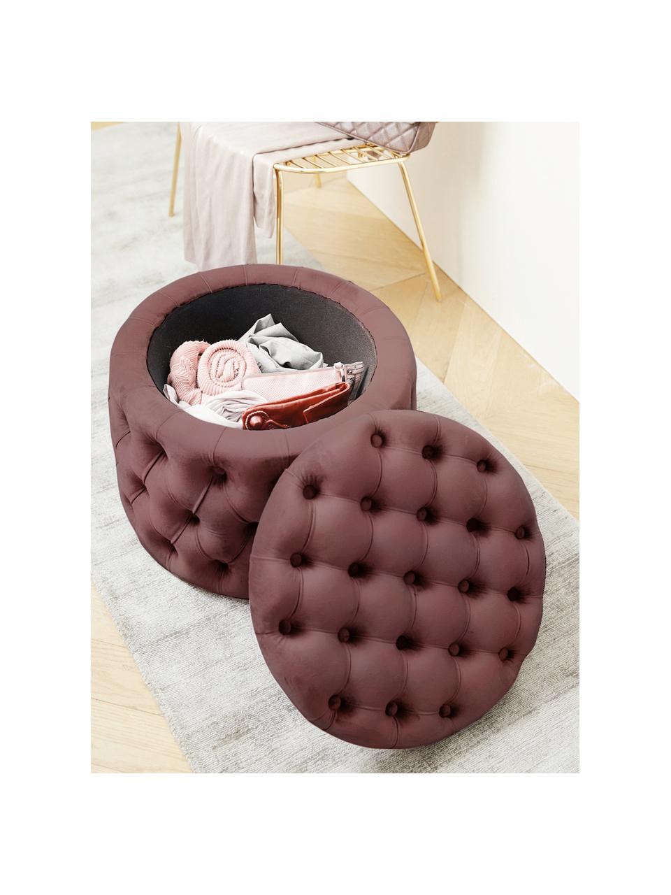 Pouf contenitore in velluto marrone ruggine Chiara