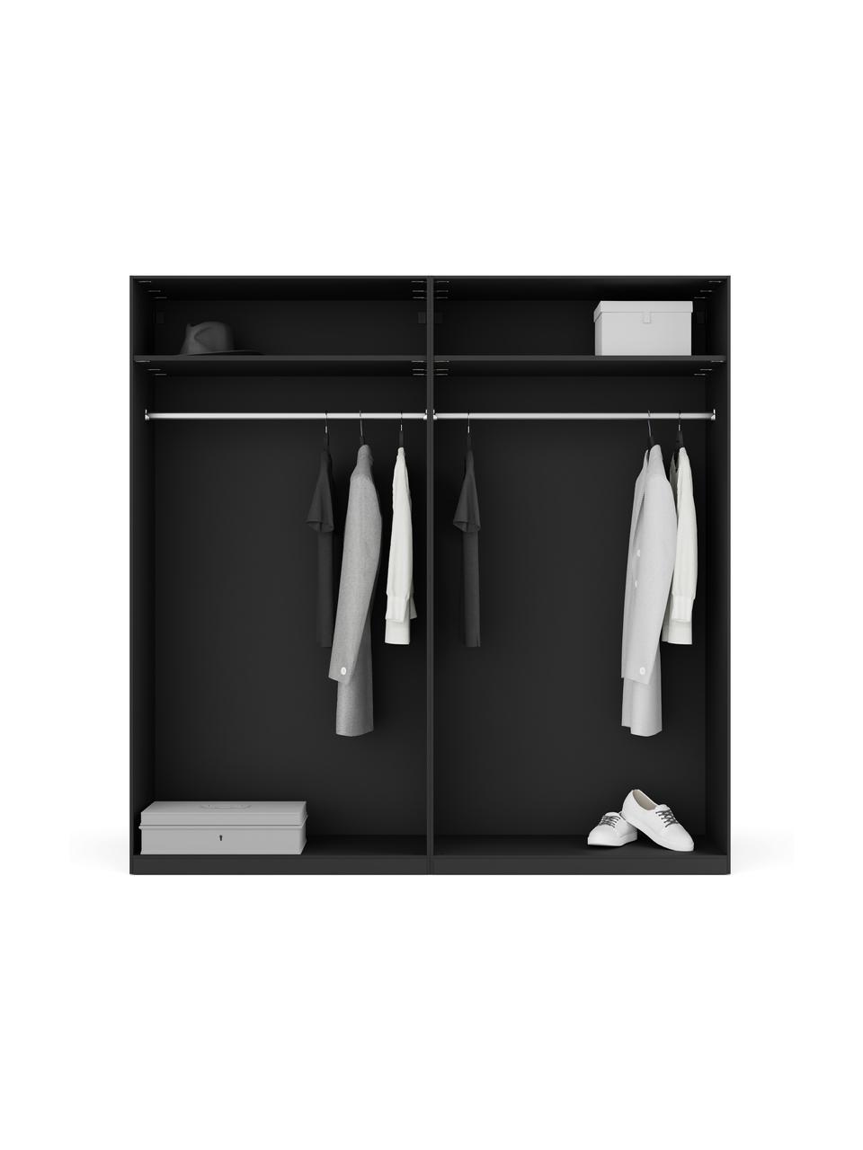 Modularer Drehtürenschrank Simone, 200 cm Breite, mehrere Varianten, Korpus: Spanplatte, FSC-zertifizi, Walnussholz-Optik, Schwarz, Classic Interior, Höhe 200 cm