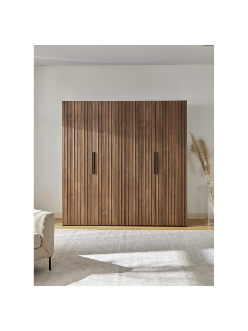 Modulární skříň ve vzhledu ořechového dřeva s otočnými dveřmi Simone, šířka 200 cm, více variant, Vzhled ořechového dřeva, černá, Interiér Classic, výška 200 cm