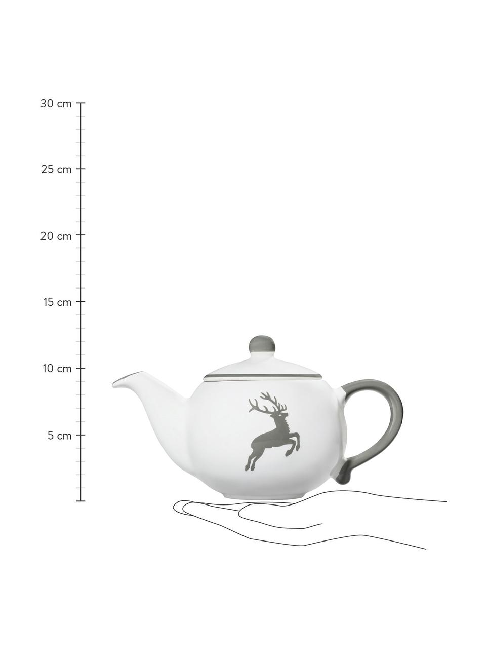Ručne vyrobená čajová  kanvica Grauer Hirsch, Keramika, Biela, sivá, 500 ml