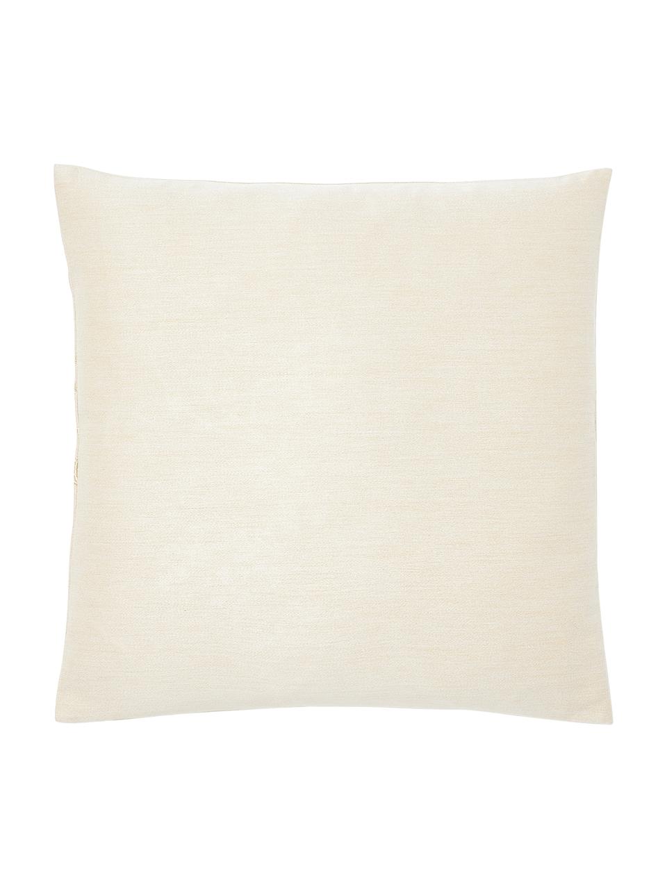 Baumwollsatin-Kissenhülle Cynthia mit Blumen-Muster, 100% Baumwollsatin, Beige, B 40 x L 40 cm