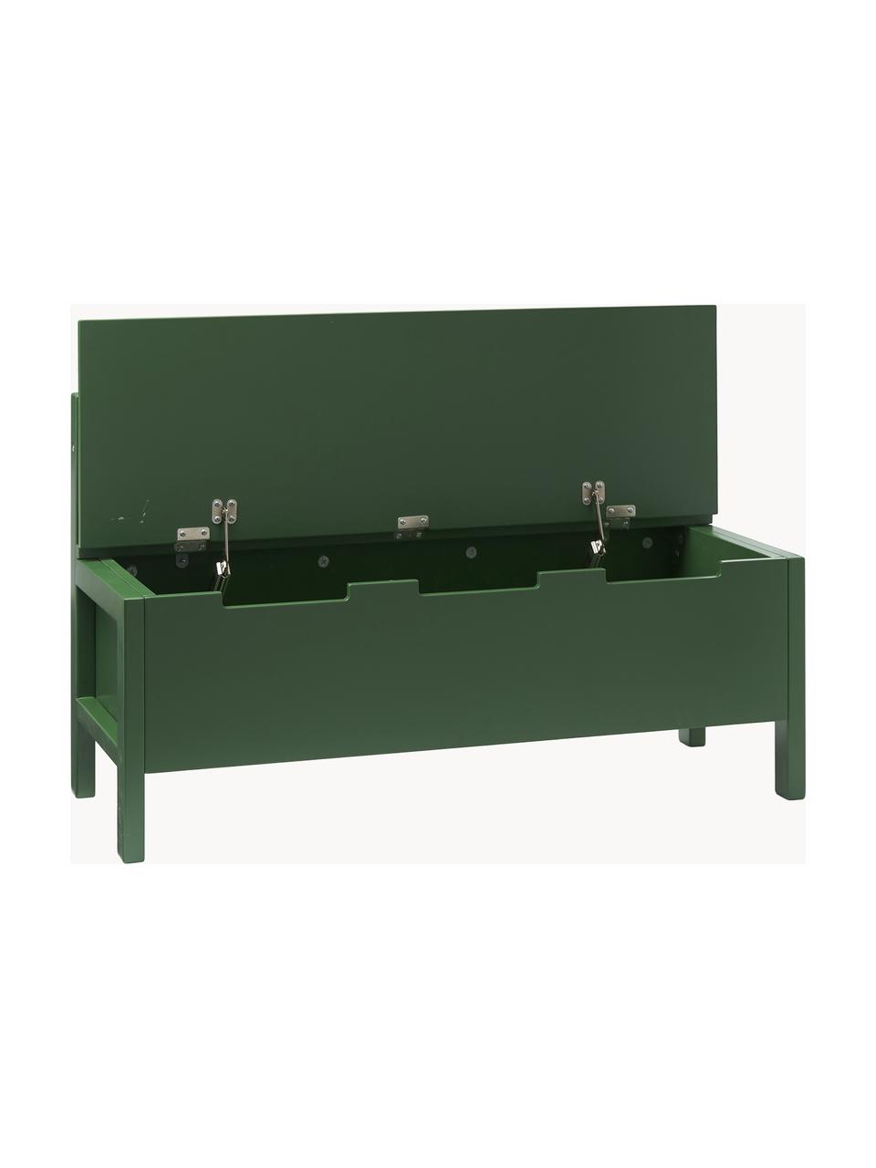 Banc avec rangement Carl Larsson, MDF, bois de pin, Vert foncé, larg. 85 x haut. 34 cm