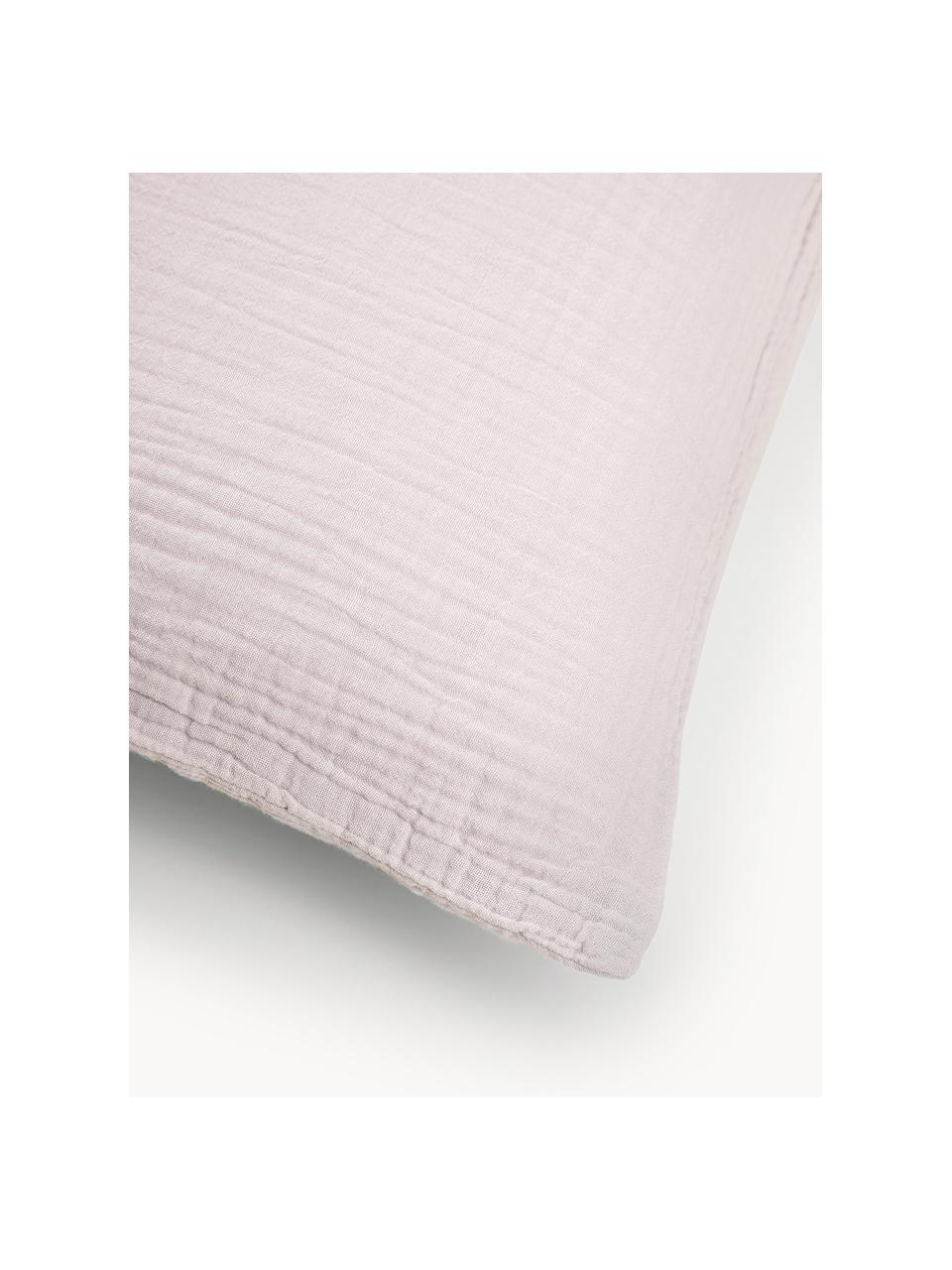 Poszewka na poduszkę z muślinu bawełnianego Odile, Jasny różowy, S 70 x D 80 cm