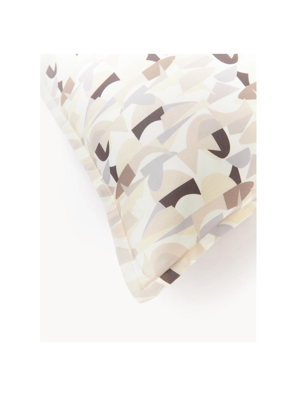 Funda de almohada de satén estampado Cadence, Tonos beige, 45 x 110 cm