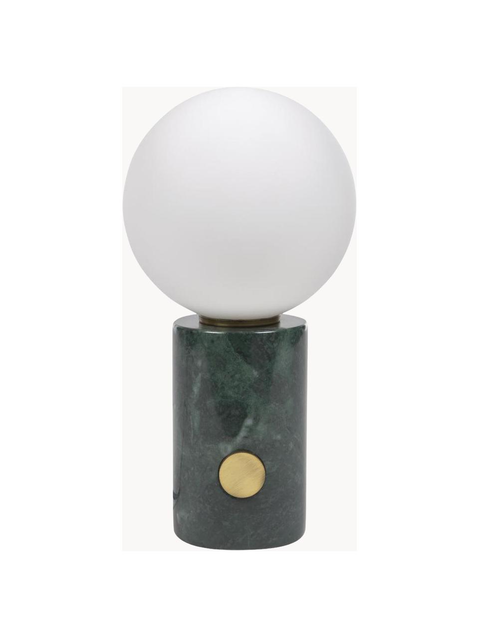 Petite lampe de chevet avec pied en marbre Lonela, Blanc, vert, marbré, larg. 15 x haut. 29 cm