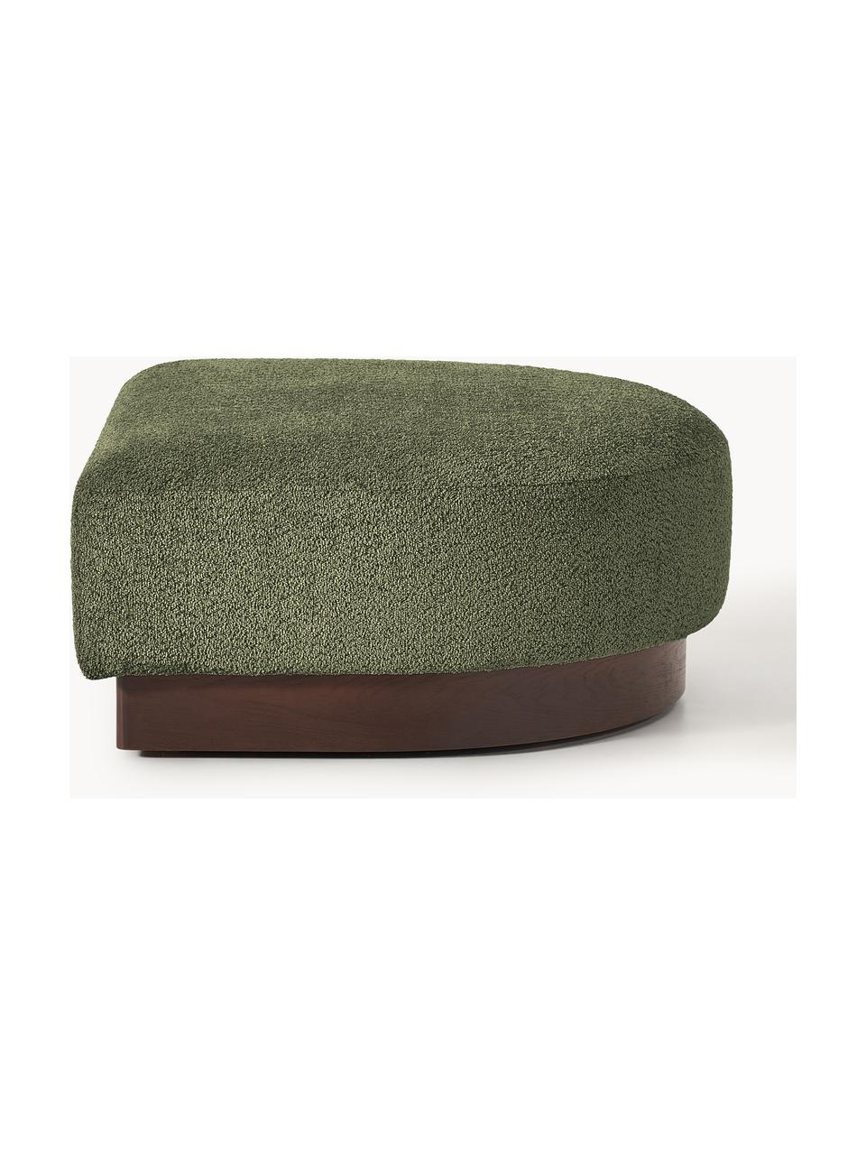 Pouf en peluche-bouclette Natalie, Peluche-bouclette vert foncé, bois de hêtre foncé, larg. 91 x haut. 45 cm