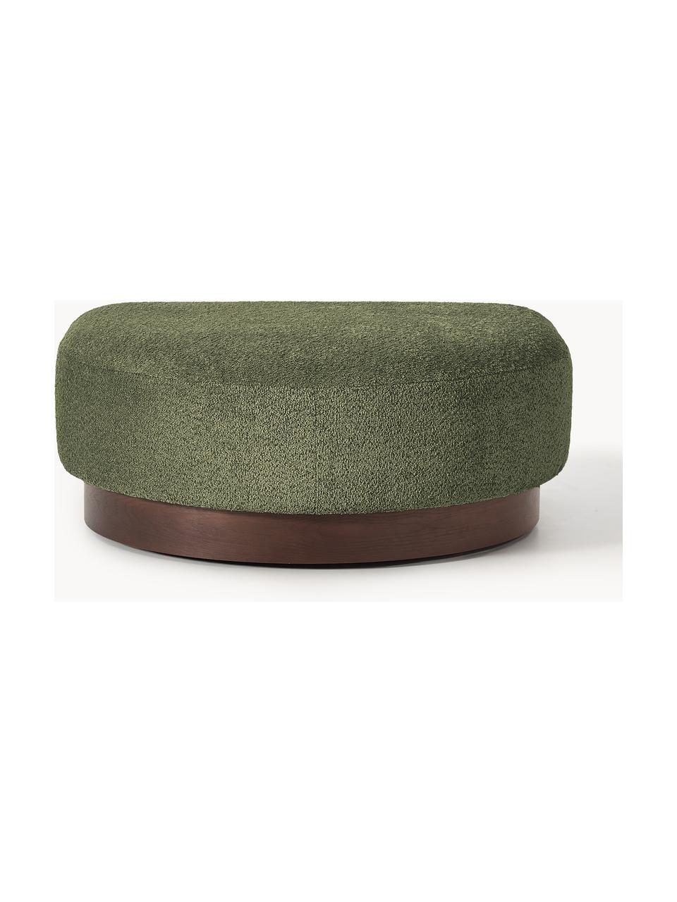 Pouf en peluche-bouclette Natalie, Peluche-bouclette vert foncé, bois de hêtre foncé, larg. 91 x haut. 45 cm